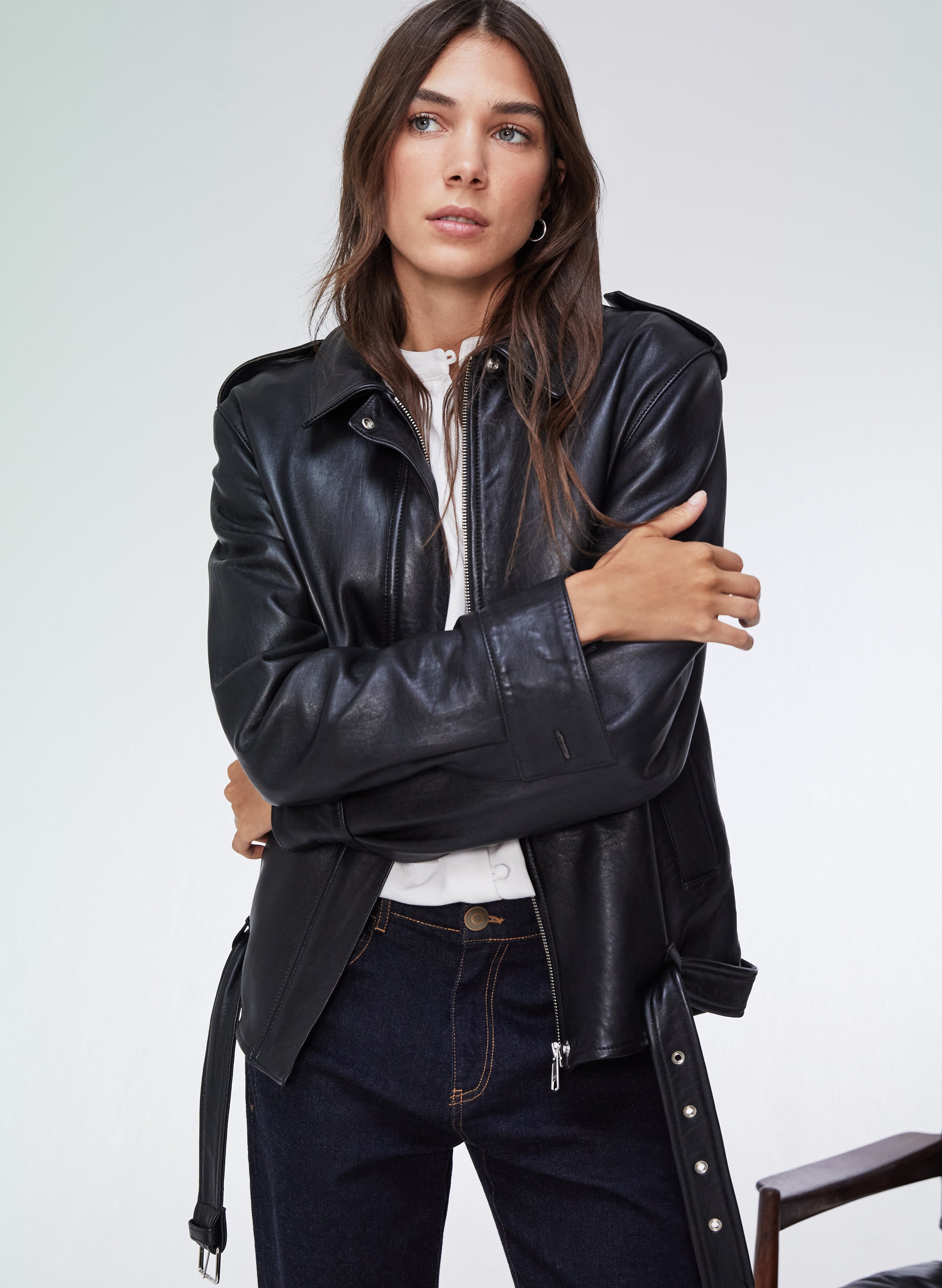 Adelinda Leather Bomber – Baukjen