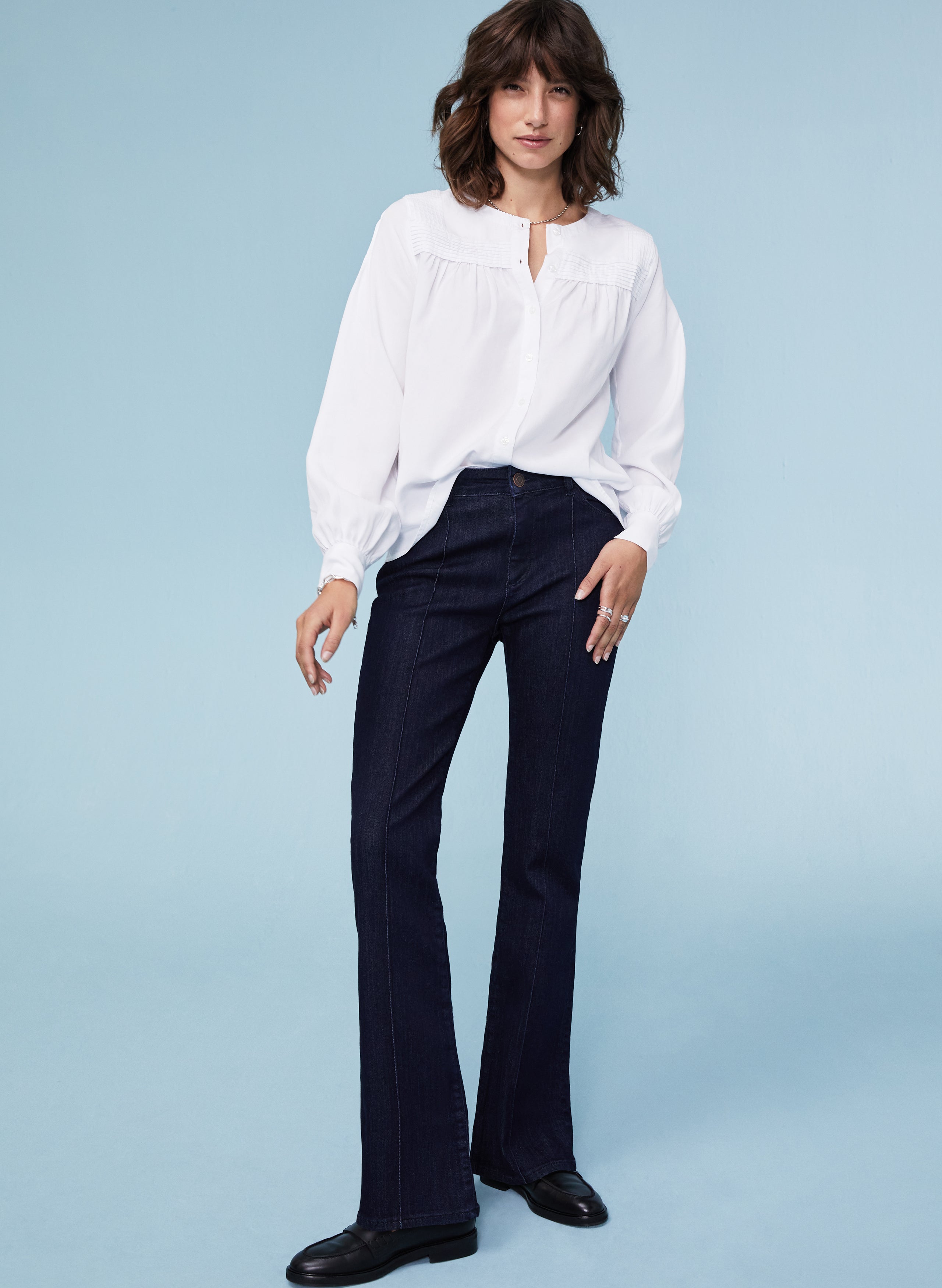 Women's Organic Cotton Mid Rise Slim Flare Jeans in Bleeker