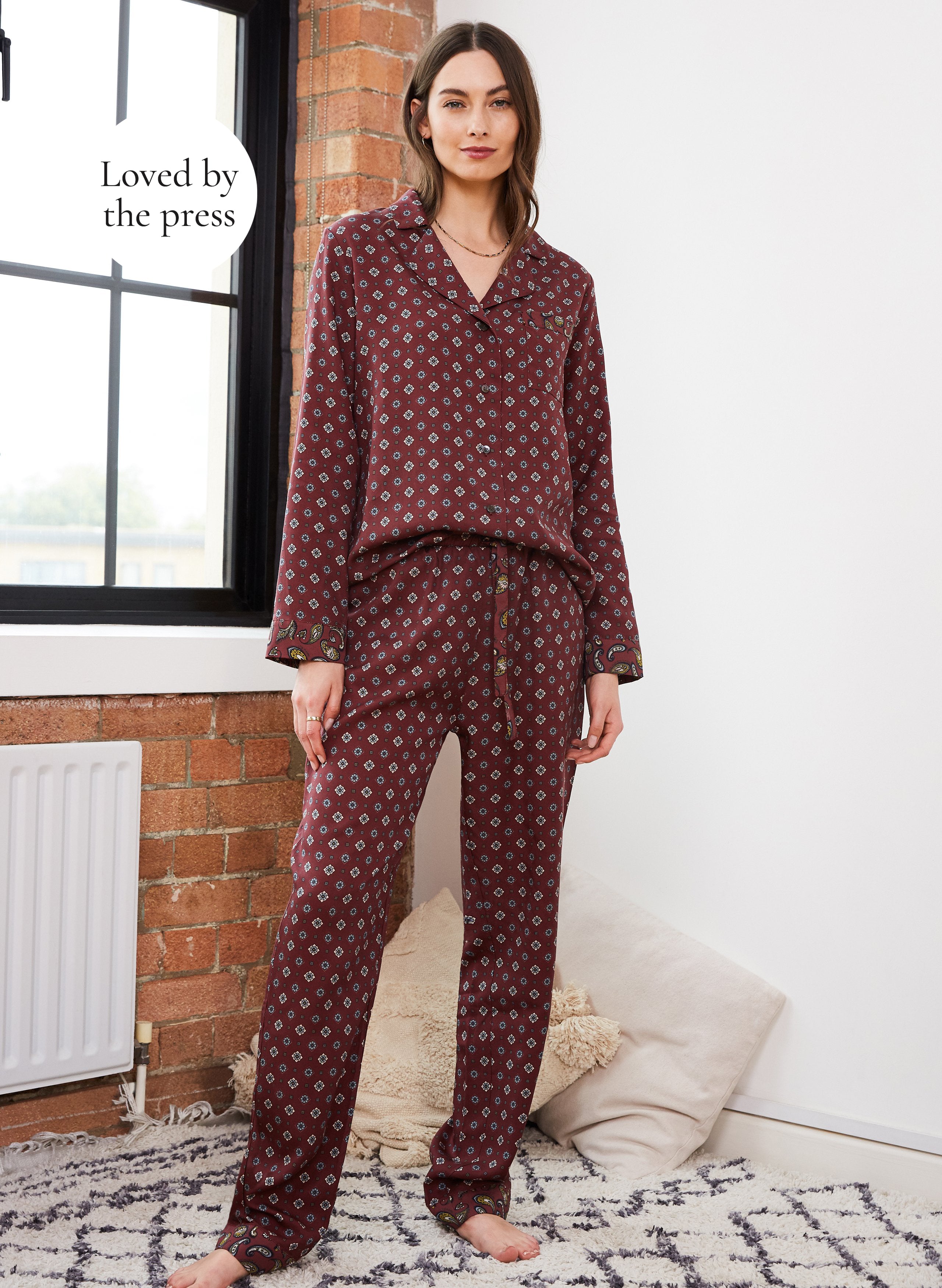 Marylebone Burgundy Pyjama Set - For Her from The Luxe Company UK