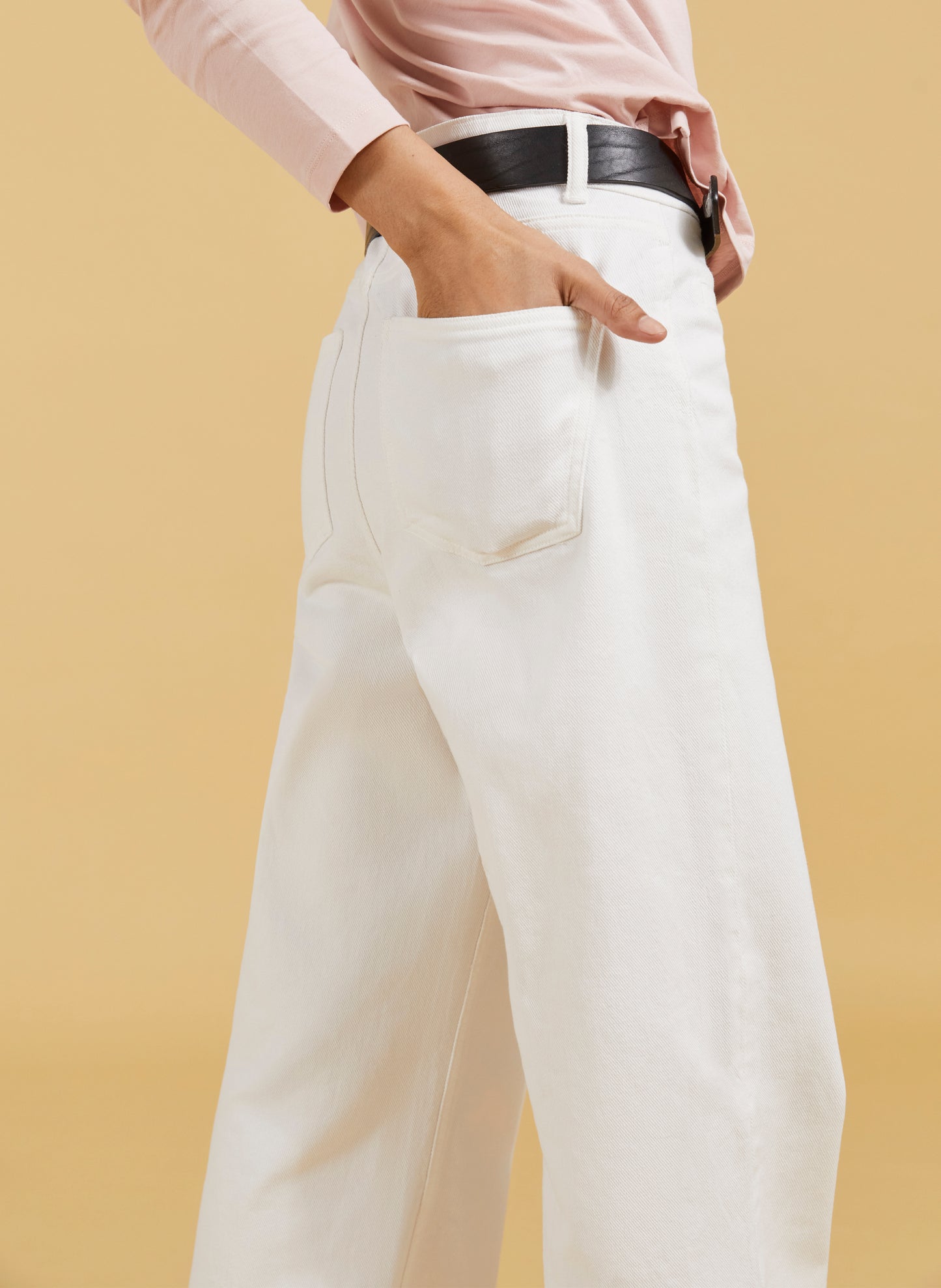 Organic Stretch Cotton Pocket Wide Leg Jeans