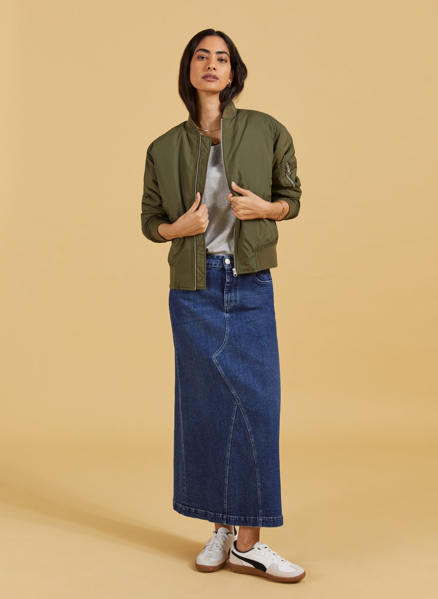 Nia Organic Stretch Denim Long Skirt