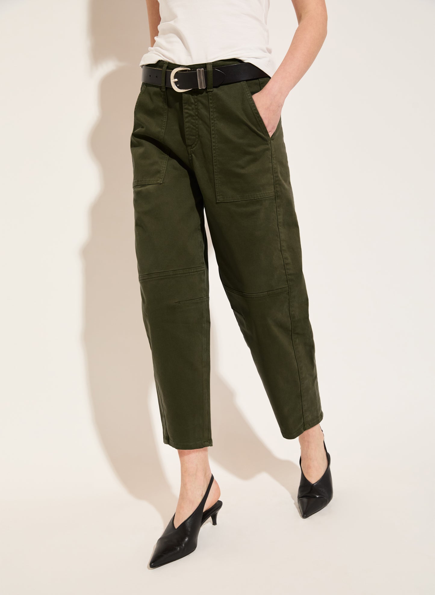 Amelia Organic Cotton Barrel Leg Cargo Trousers