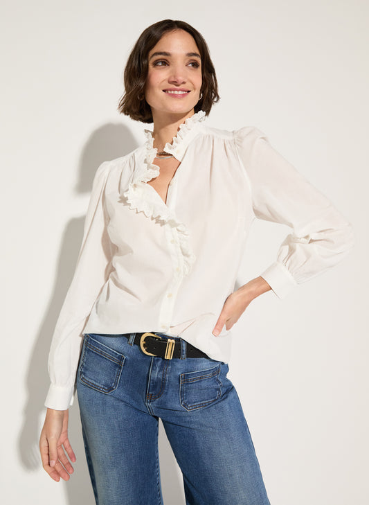 Milla Organic Cotton Broderie Detail Blouse