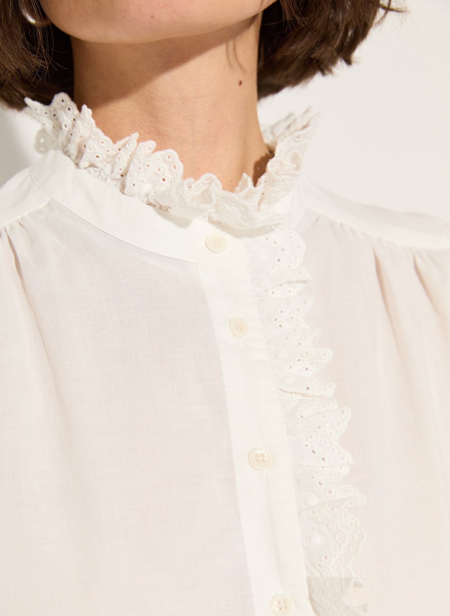 Milla Organic Cotton Broderie Detail Blouse