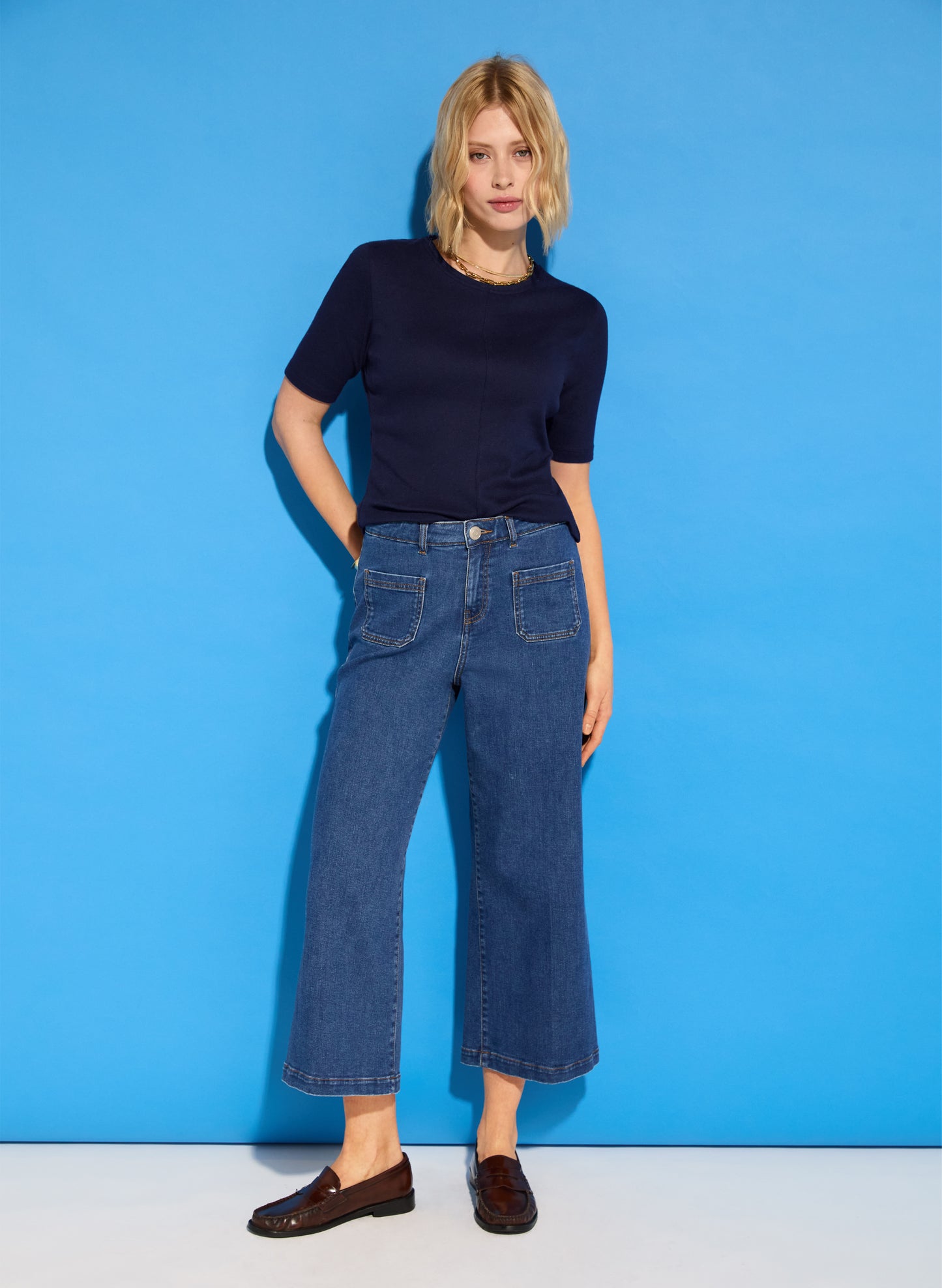 Jena Organic Cotton Stretch Wide Crop Jeans