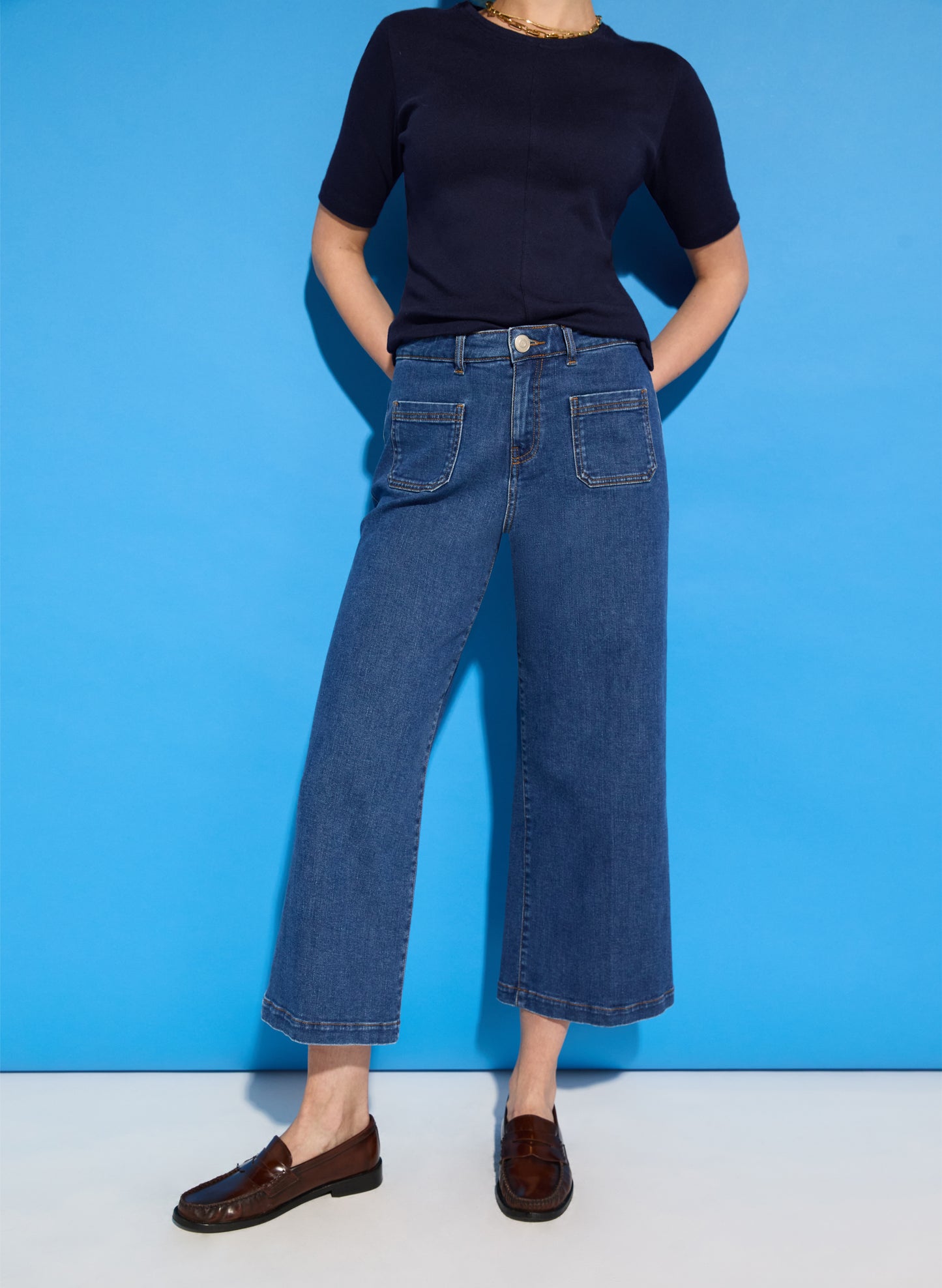 Jena Organic Cotton Stretch Wide Crop Jeans