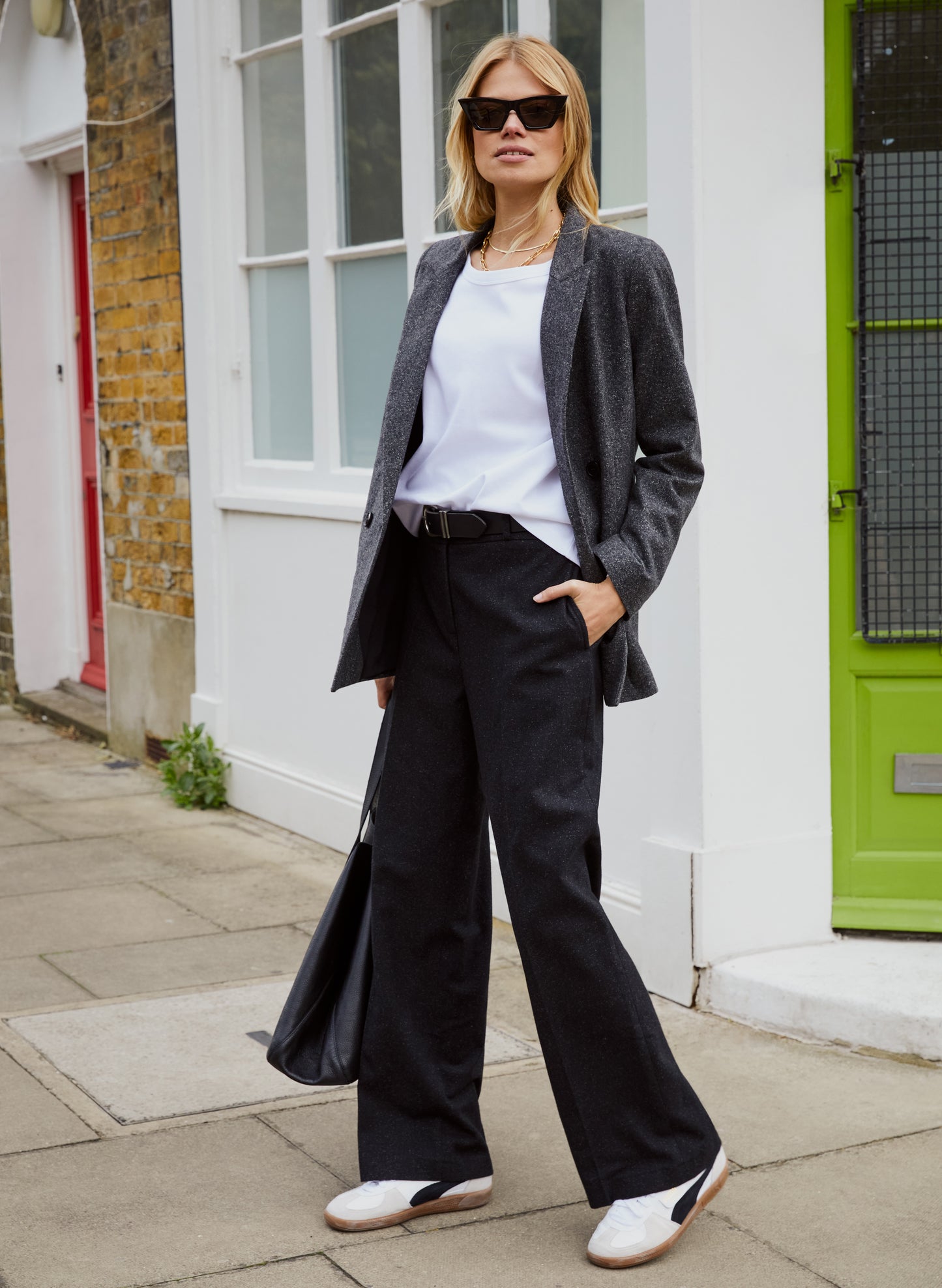 Gwynnie Wool Blend Wide Leg Trousers