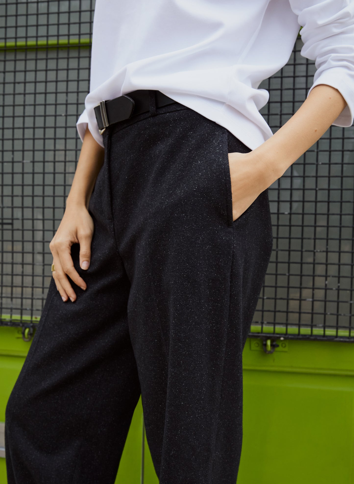 Gwynnie Wool Blend Wide Leg Trousers