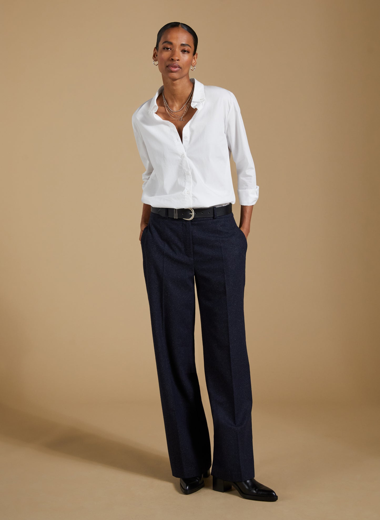 Gwynnie Wool Blend Wide Leg Trousers