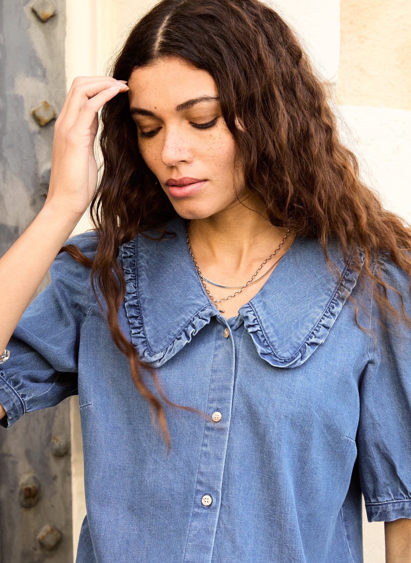 Dani Organic Denim Collar Blouse