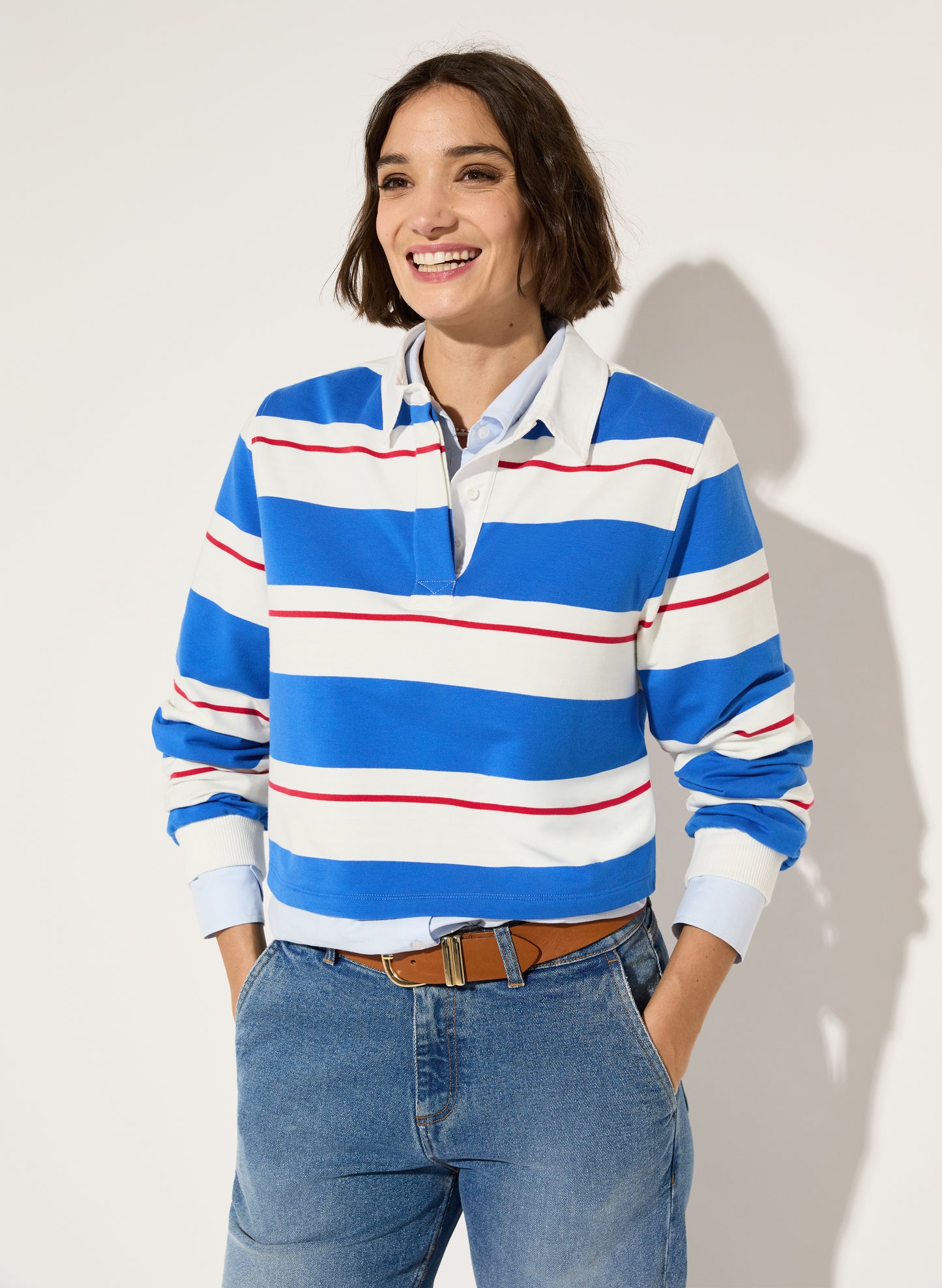 Bluebell Organic Cotton Cropped Rugby Top