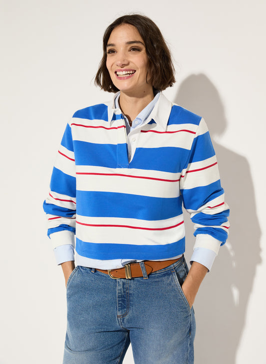 Bluebell Organic Cotton Cropped Rugby Top