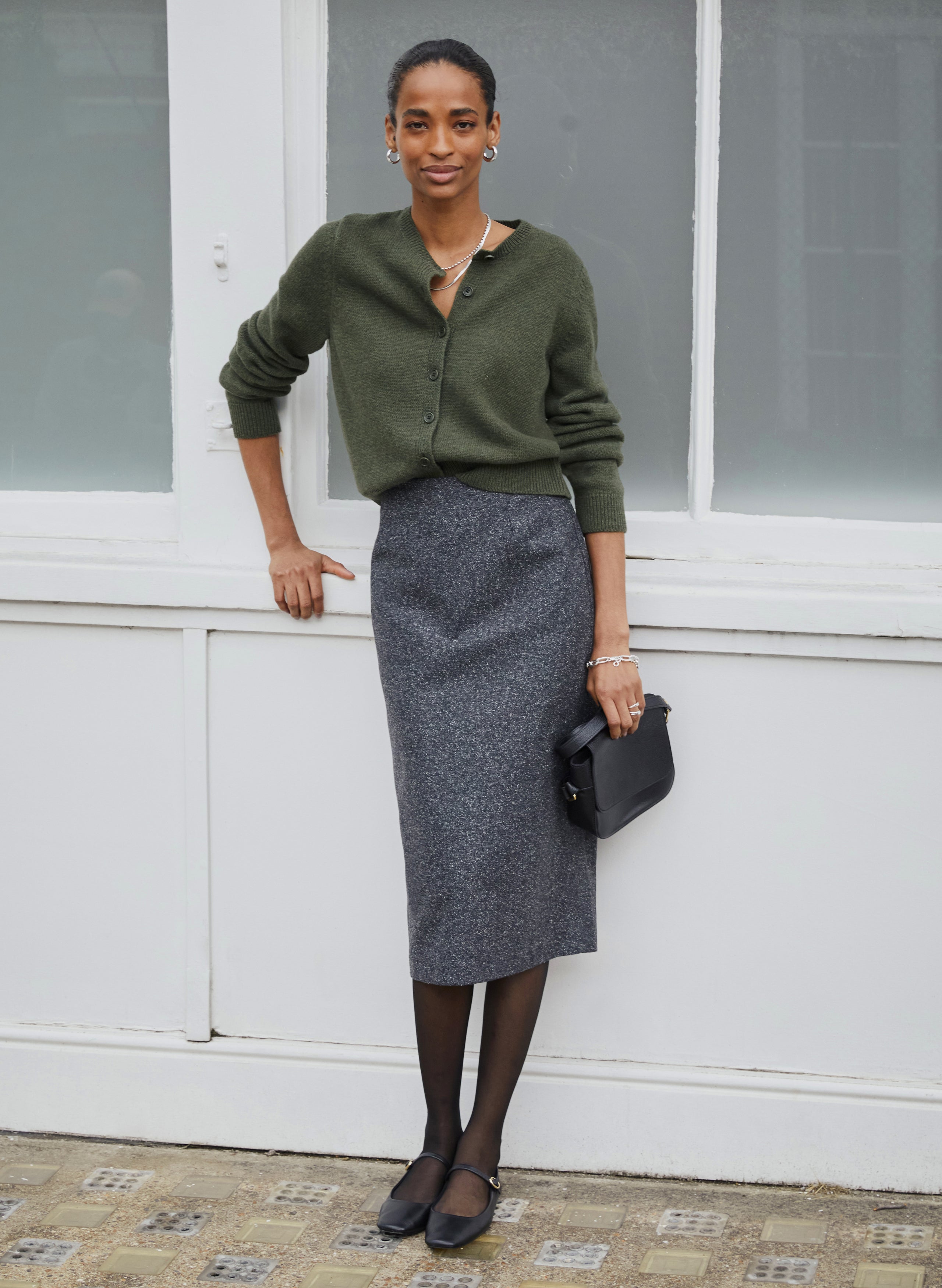 Khaki jersey pencil skirt hotsell