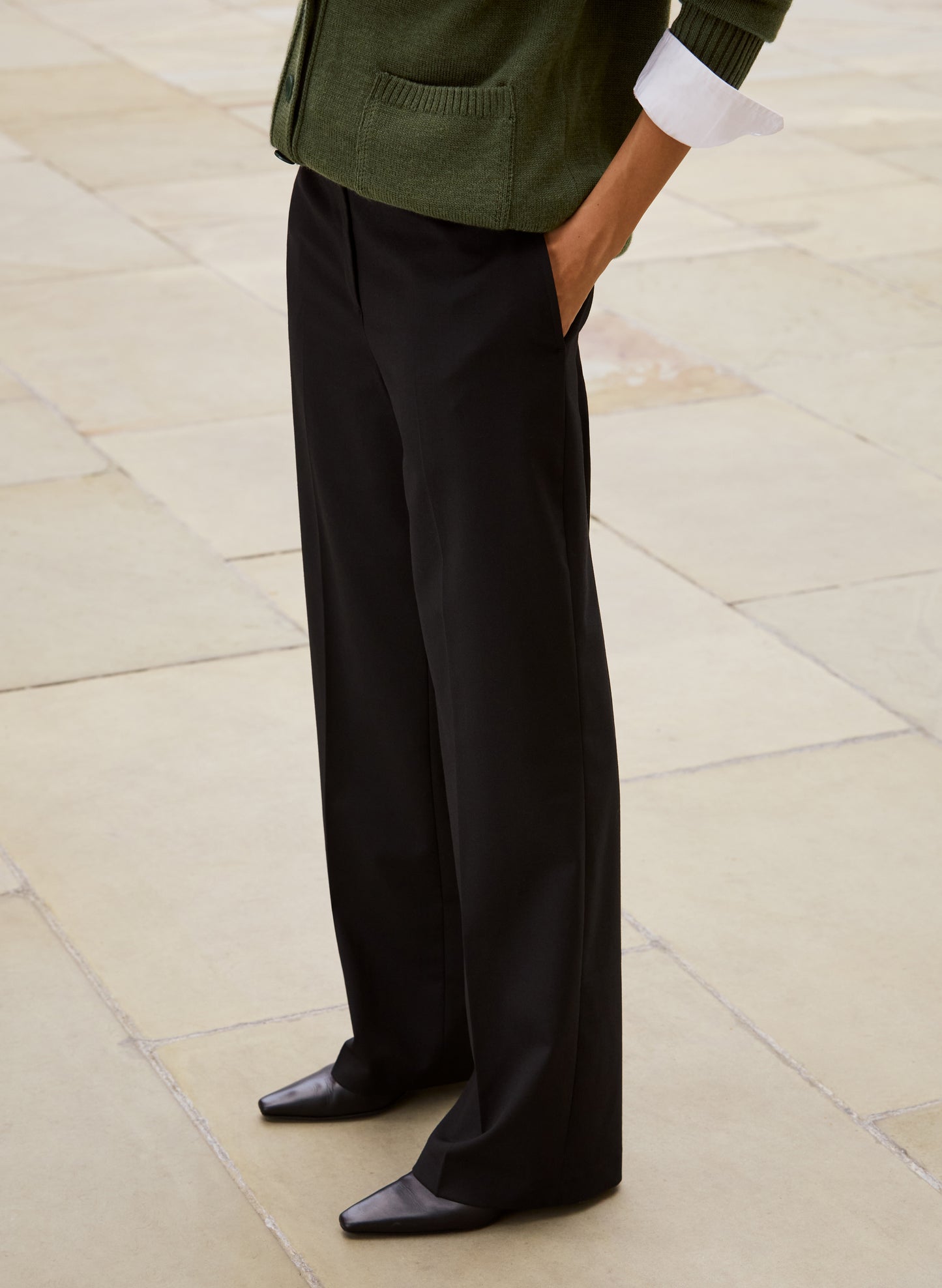 Ione Wool Blend Wide Leg Trousers