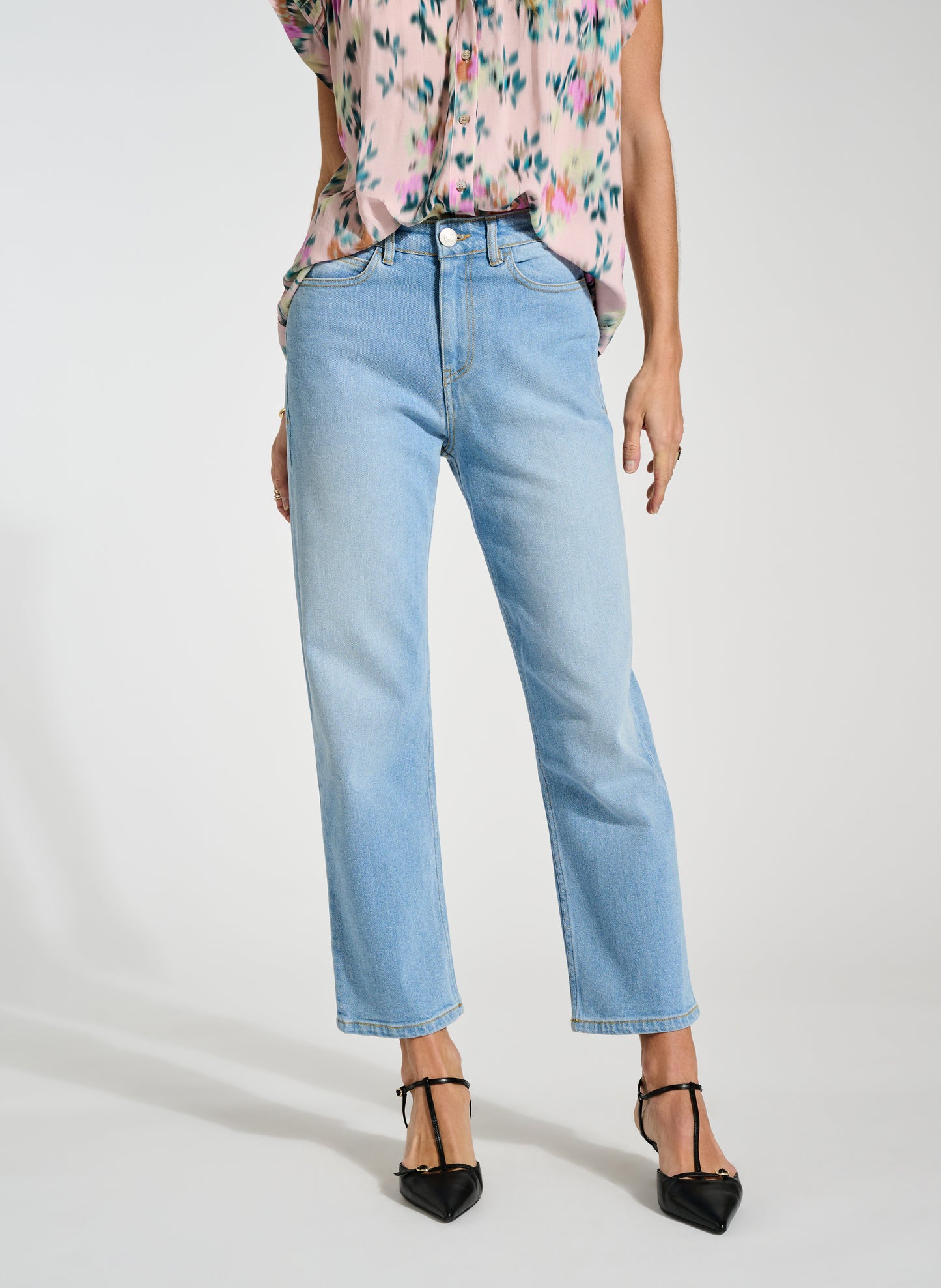 Organic Stretch Cotton Crop Straight Leg Jeans