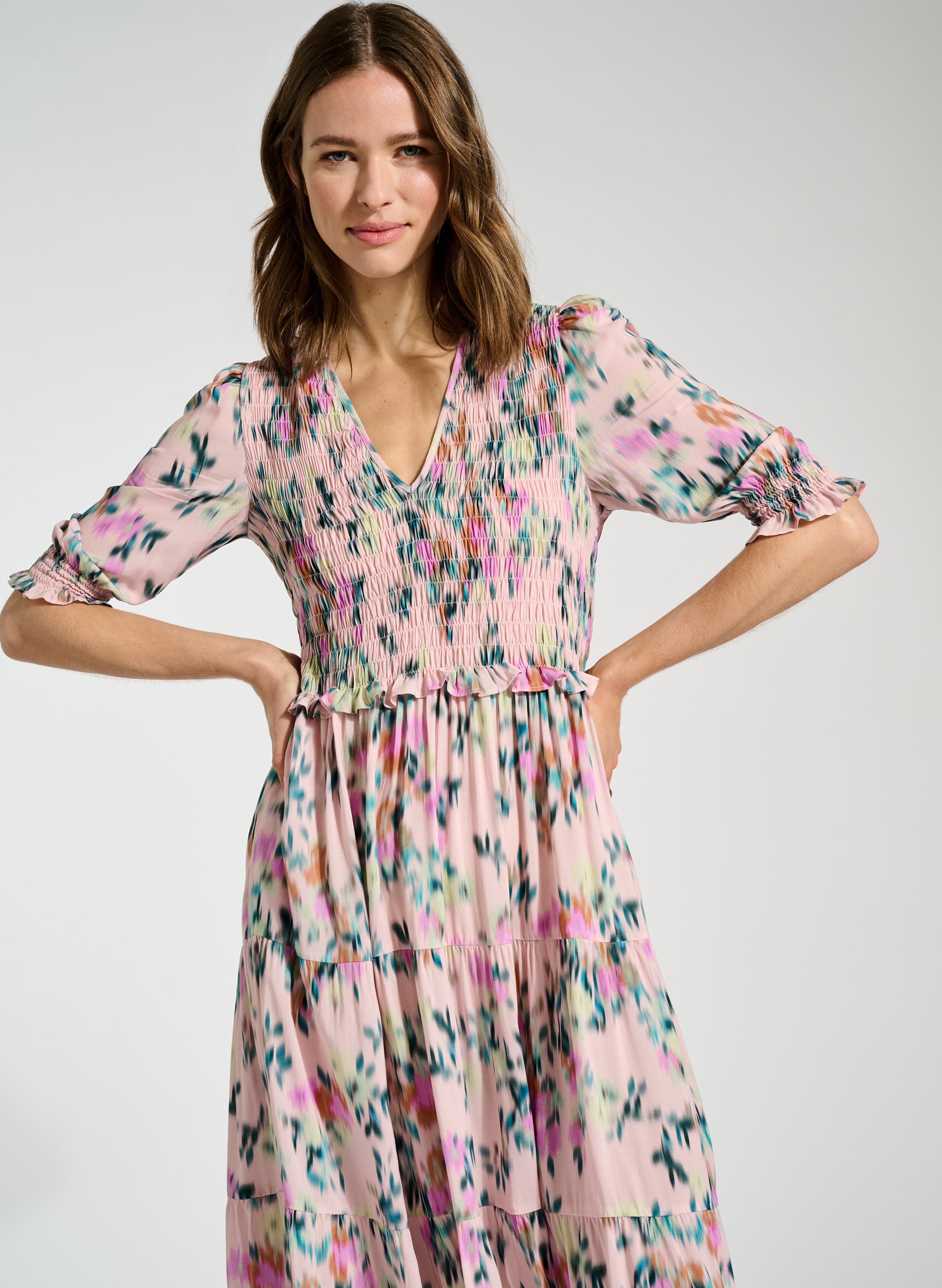 Florence Dress with LENZING™ ECOVERO™ - Pink Floral Blur | Baukjen