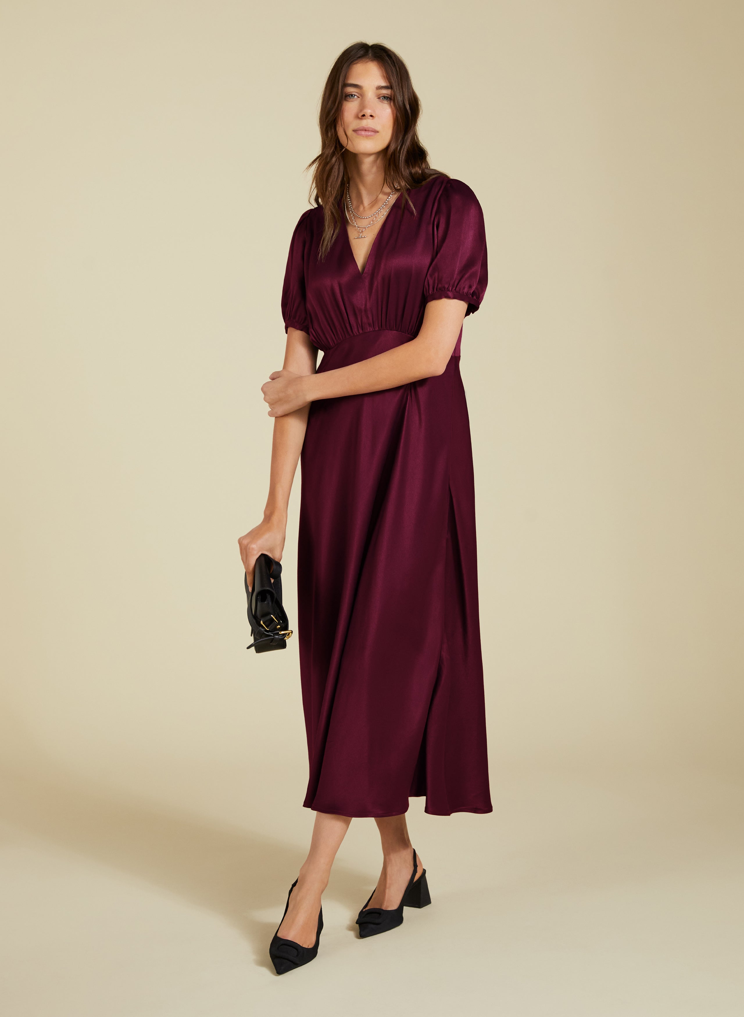 Maroon dress midi best sale