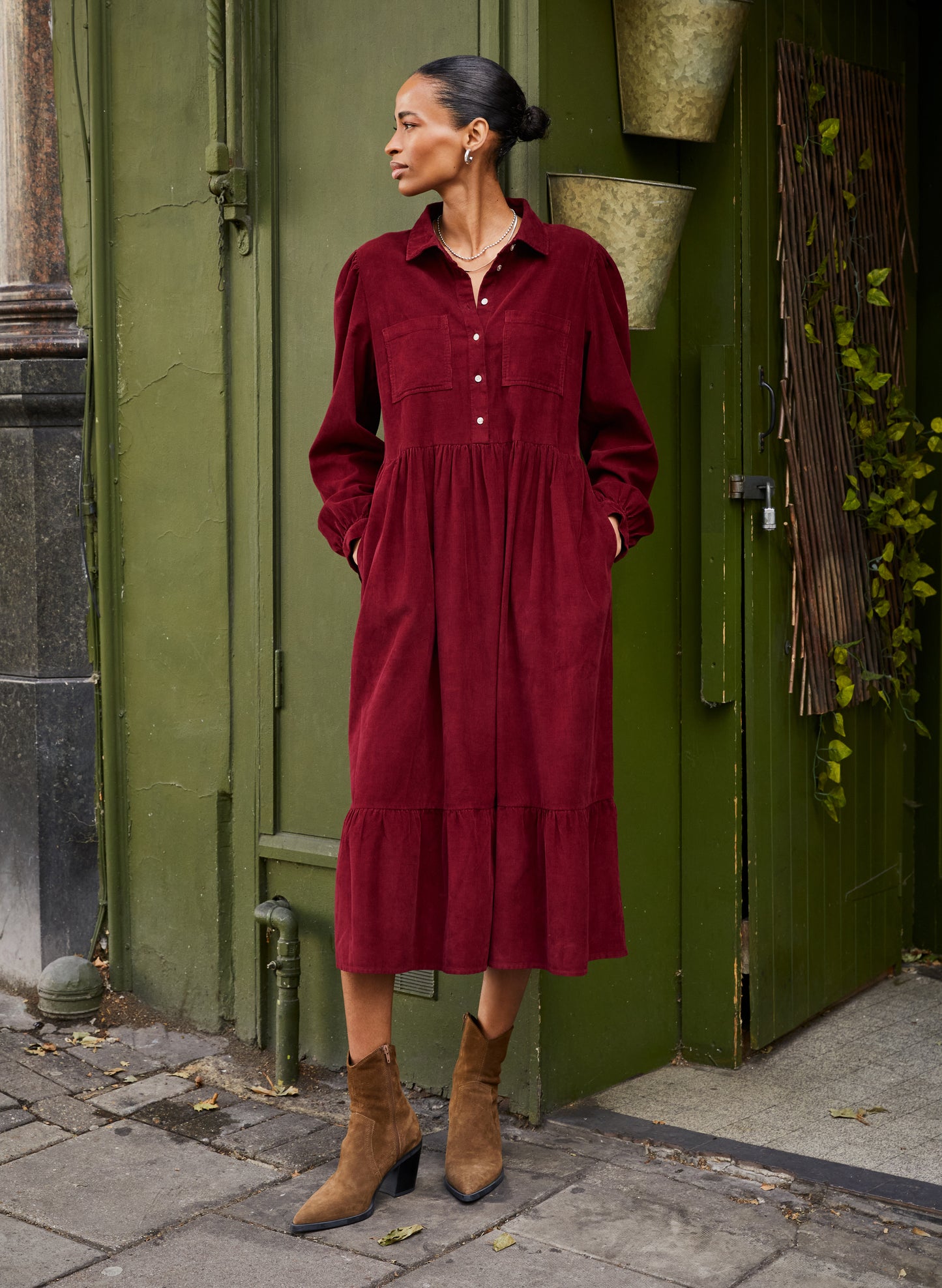 Philippa Organic Corduroy Midi Dress