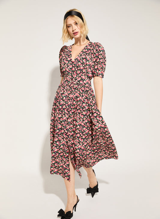 Holly V-Neck Waisted Midi Dress