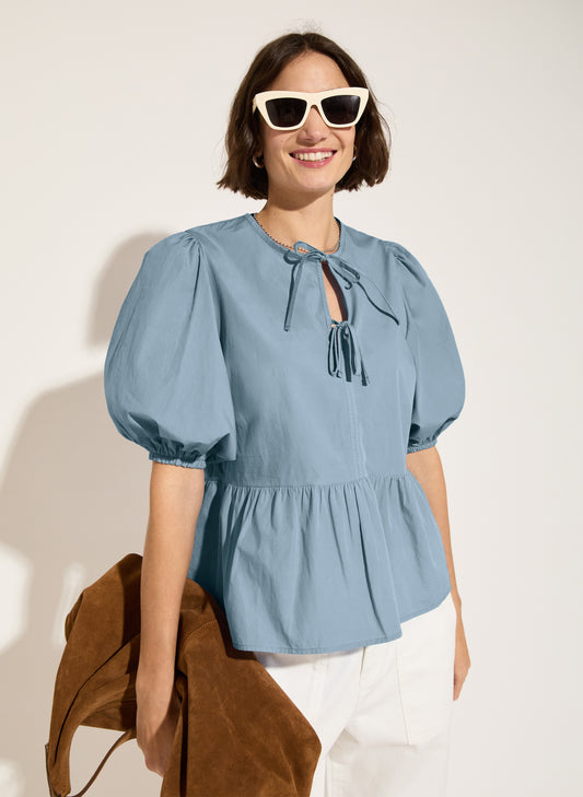 Azura Organic Cotton Tie Detail Blouse