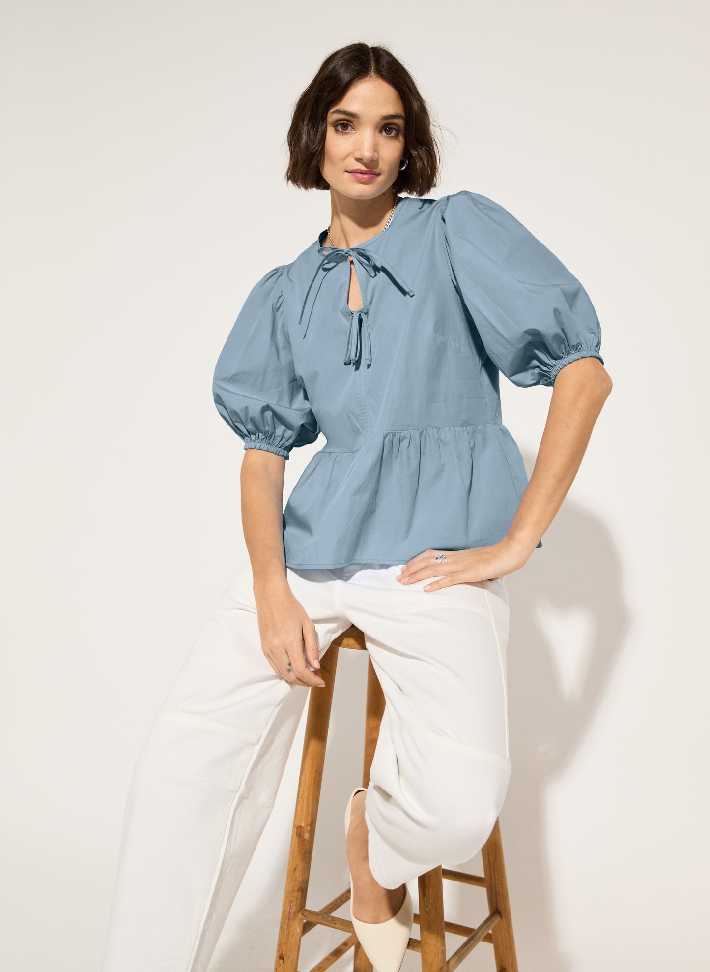 Azura Organic Cotton Tie Detail Blouse