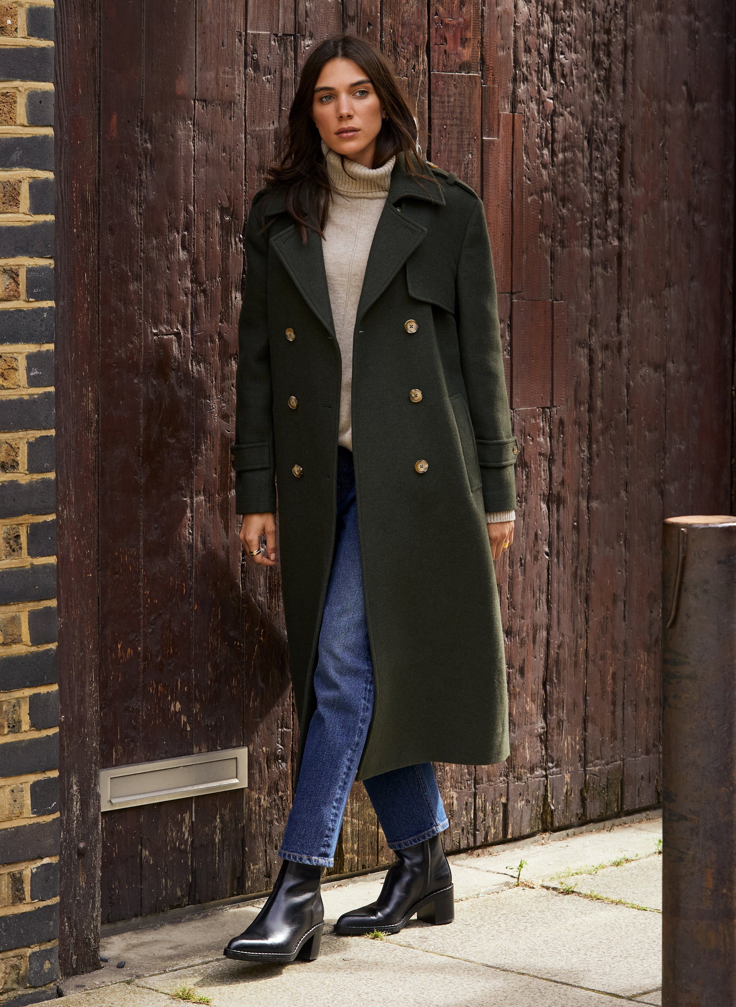 Olive wool coat on sale