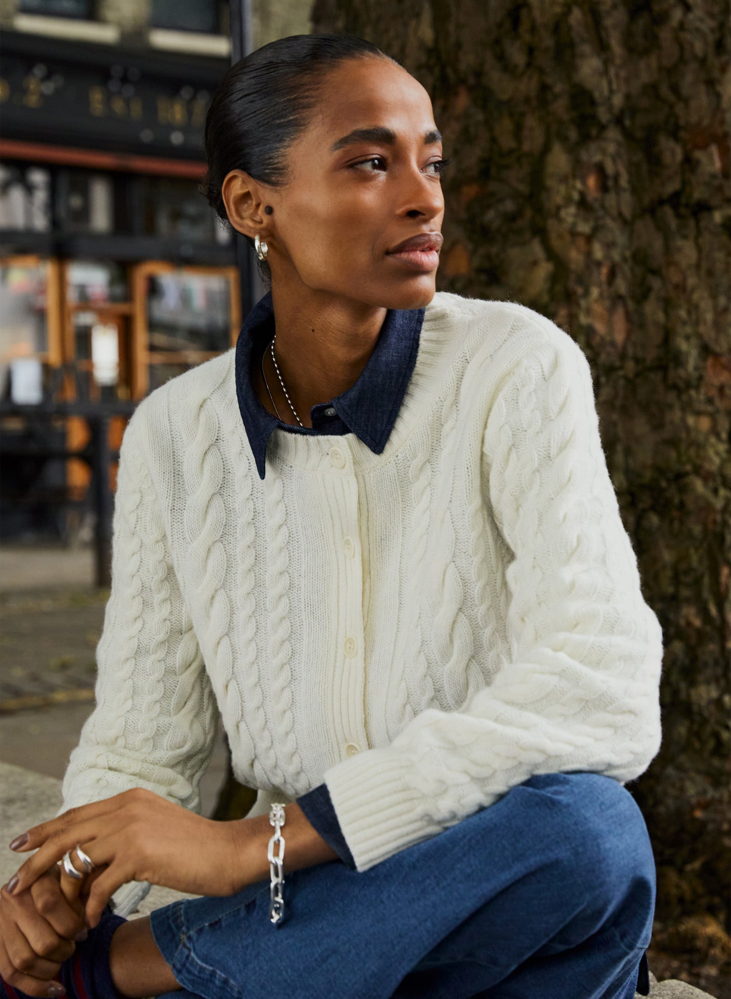 Harri Wool Blend Cable Cardigan