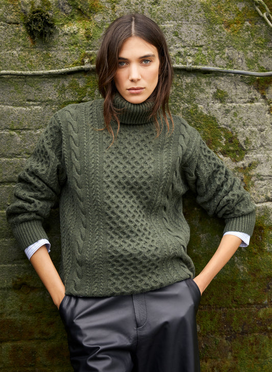 Juno Wool Blend Cable Turtleneck Jumper