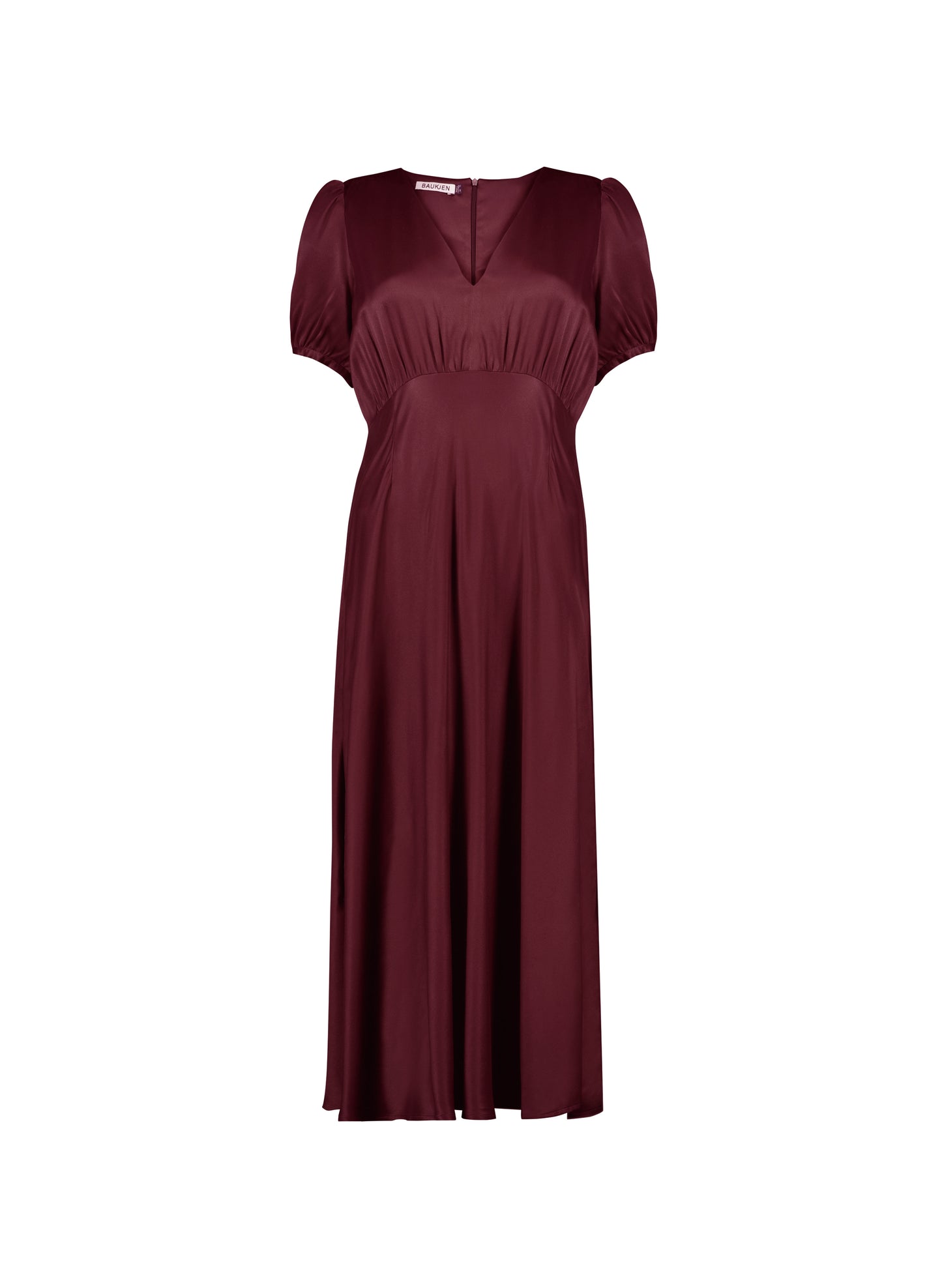 Cathy Satin V-Neck Midi Dress