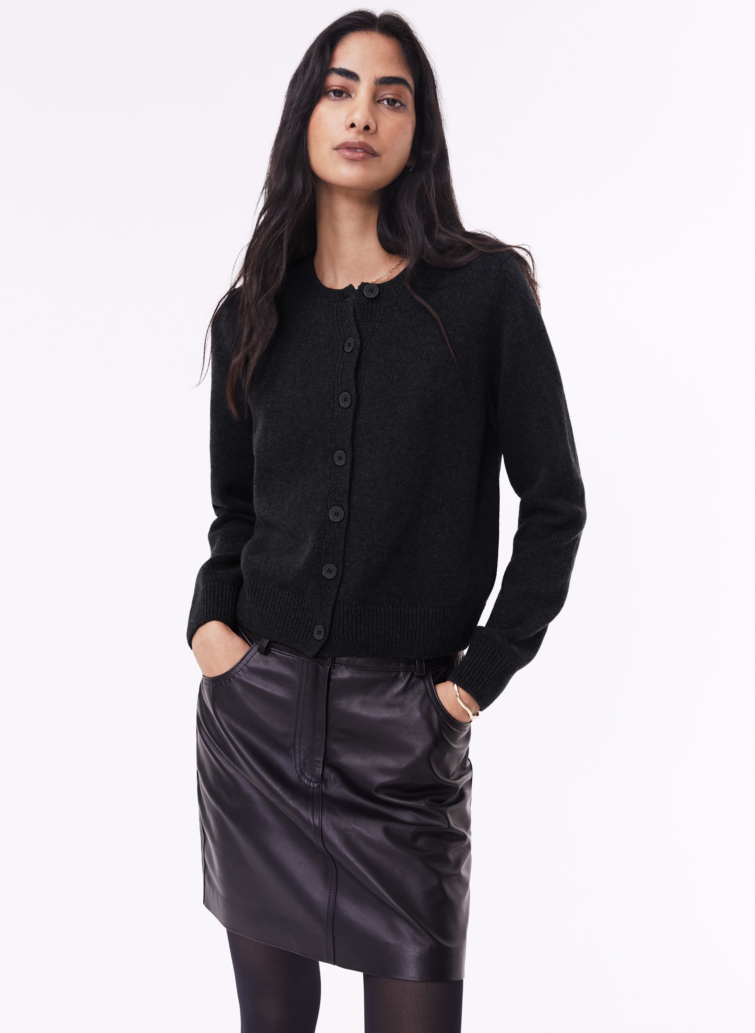 Black wool hotsell cardigan sweater