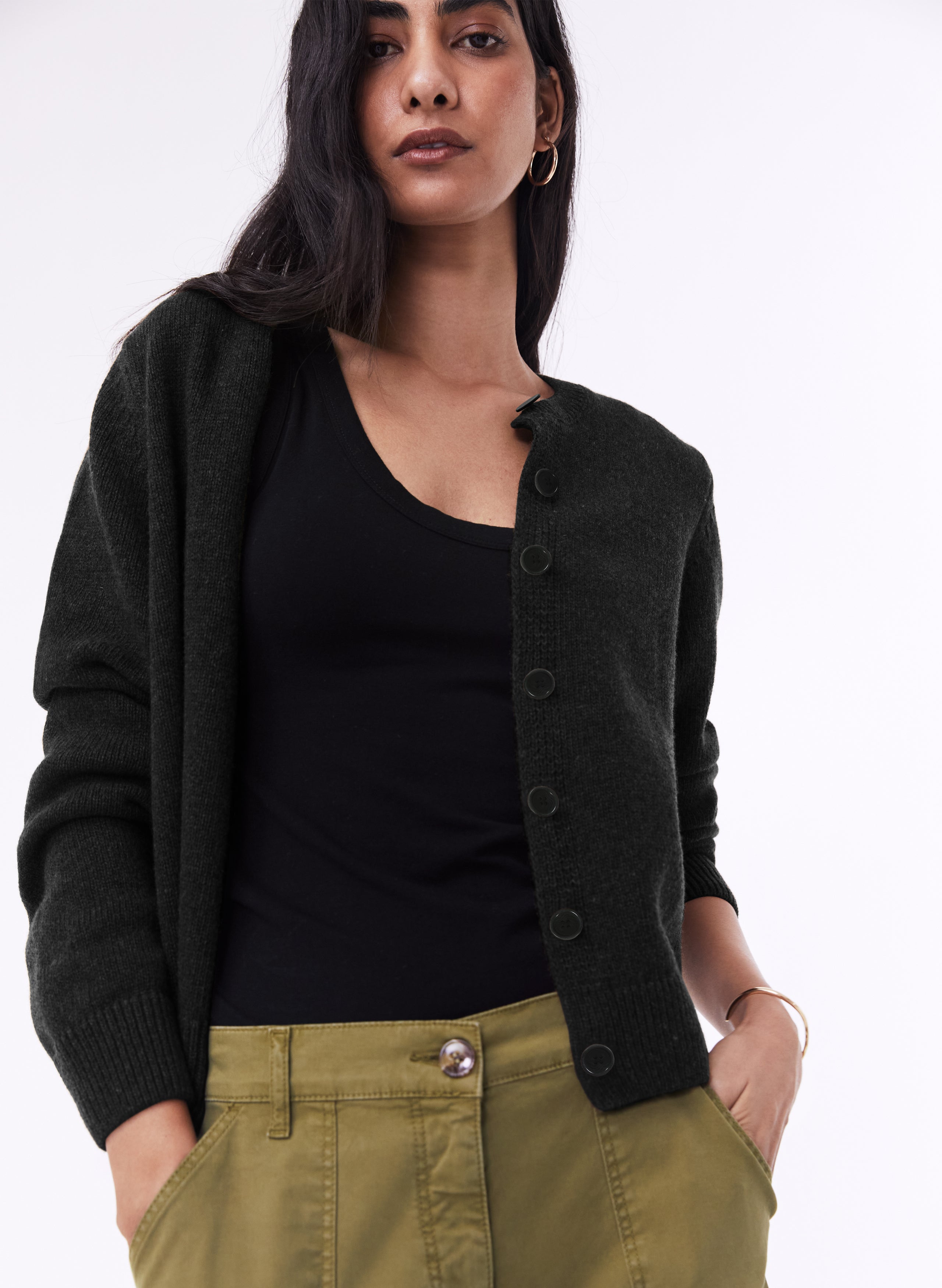 Black wool hotsell cardigan womens