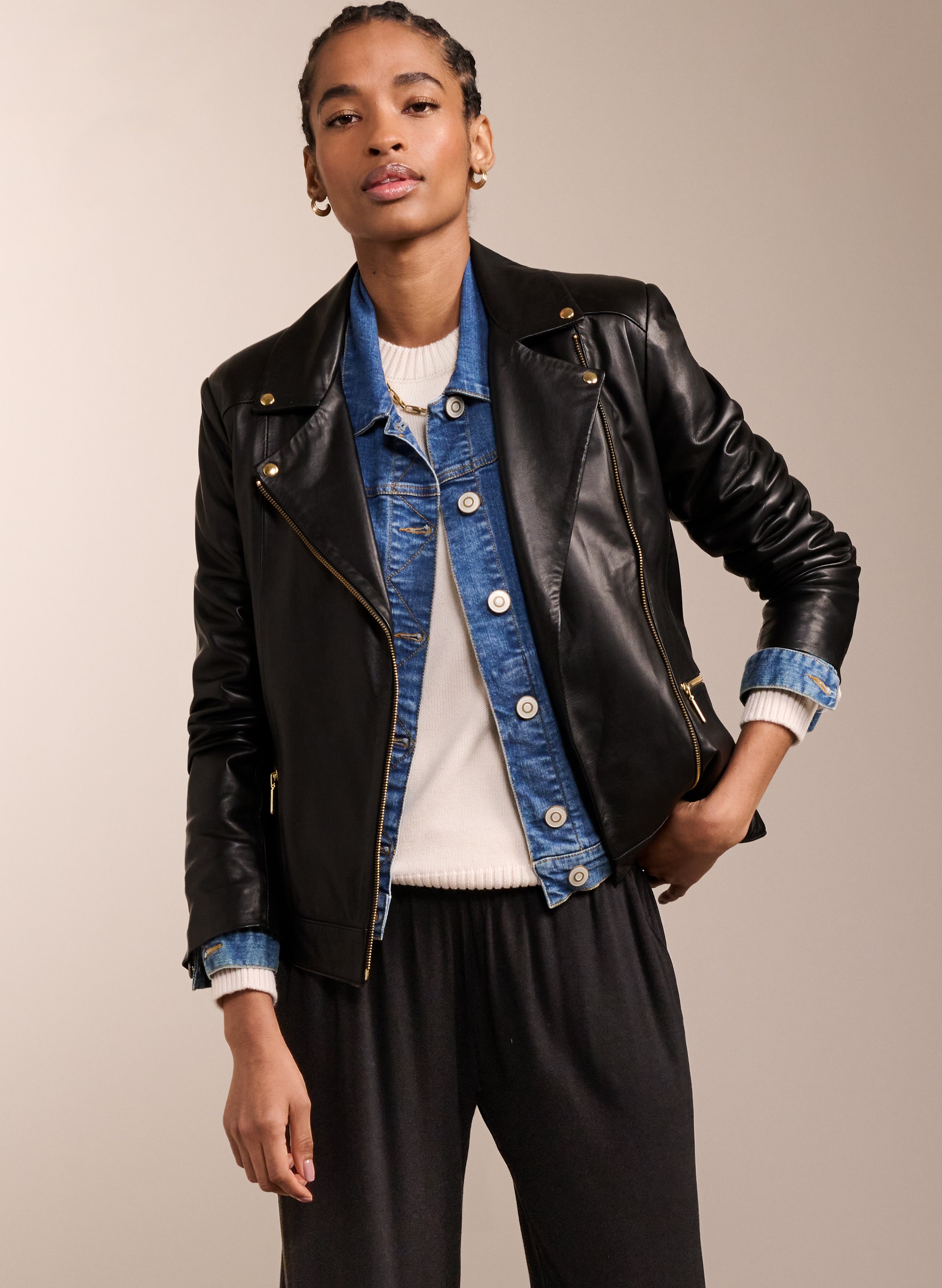 Women's small leather on sale jacket