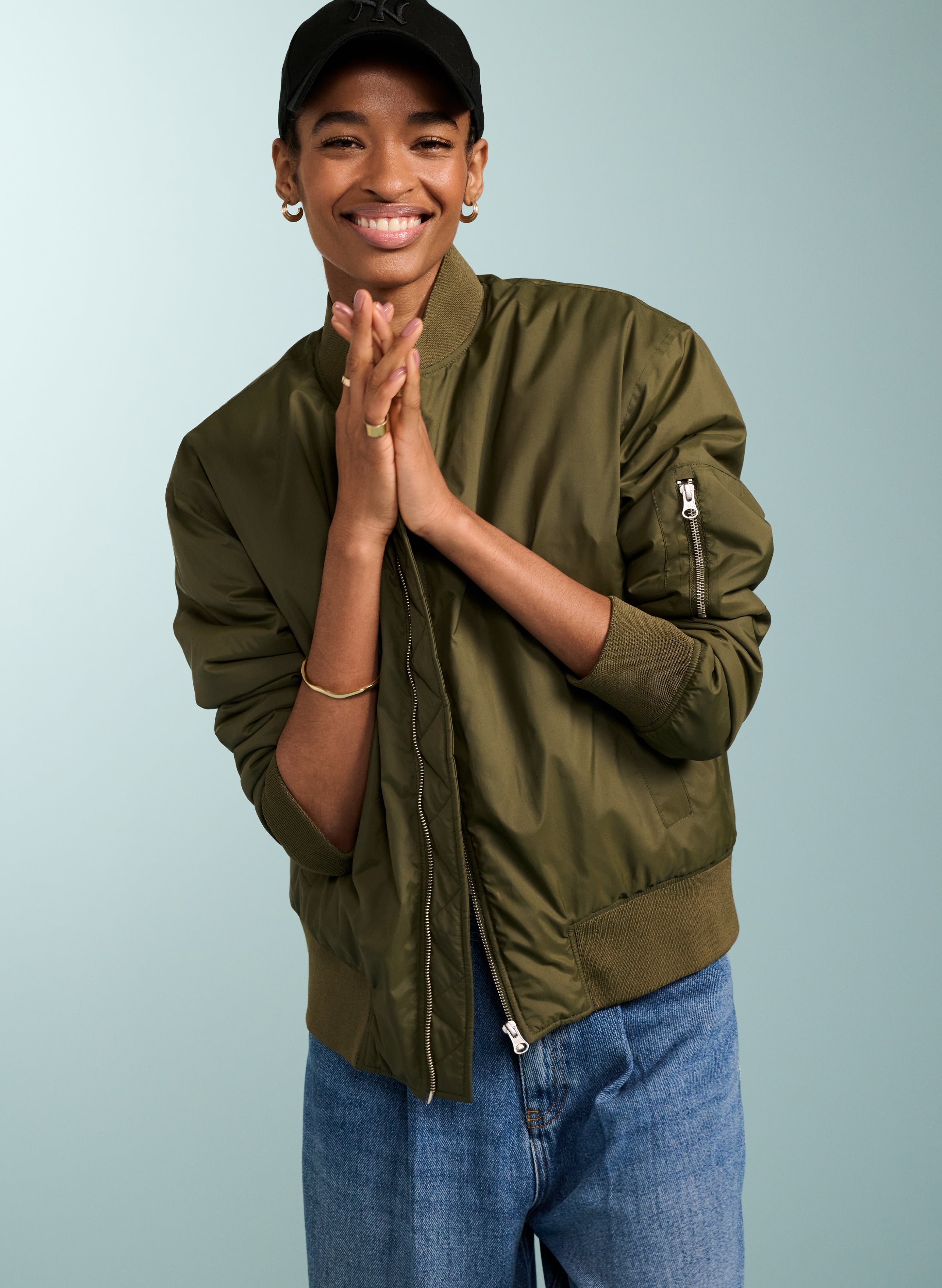 Olive green deals bomber jacket