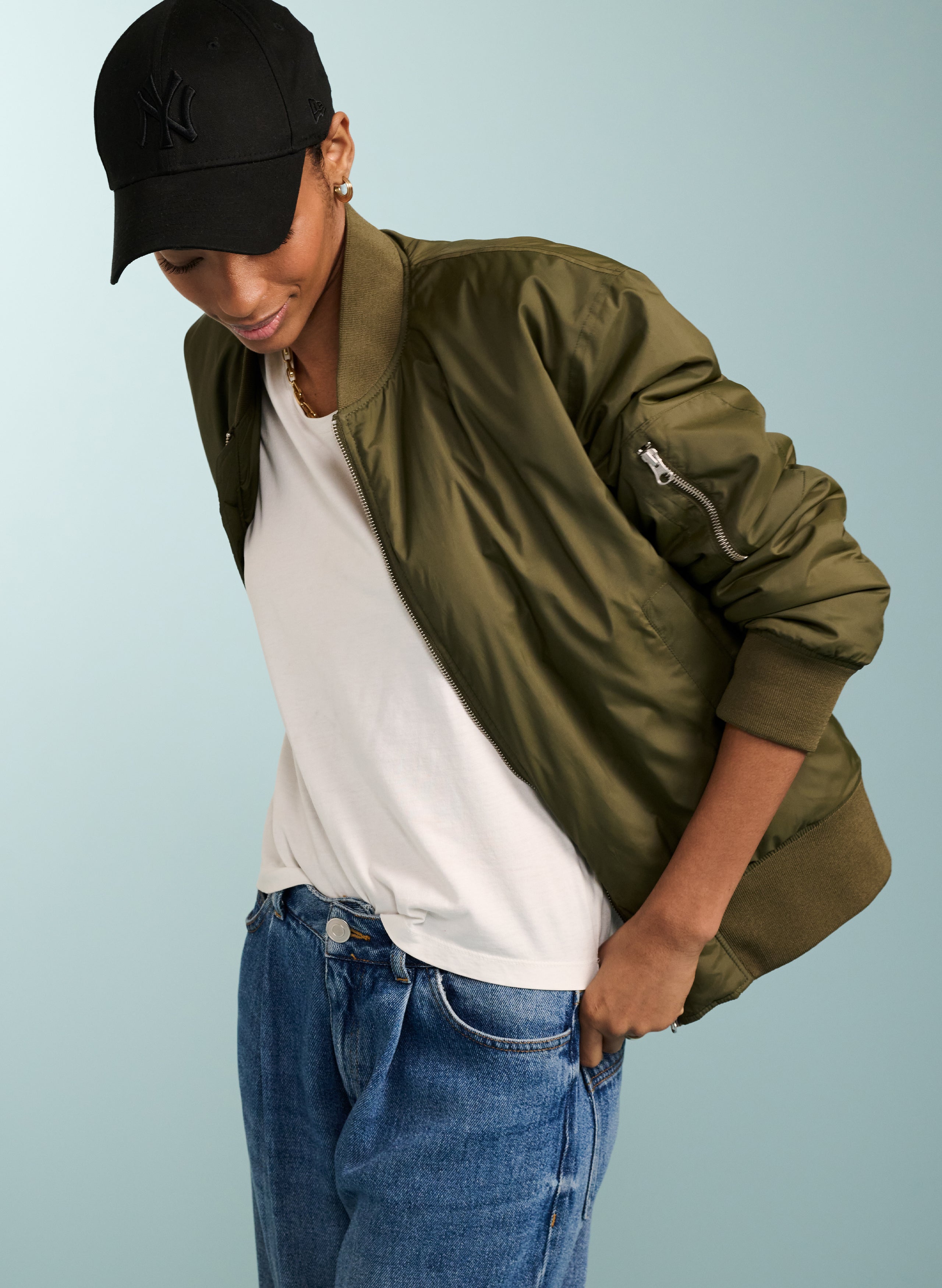 Tegan Recycled Bomber - Khaki | Baukjen