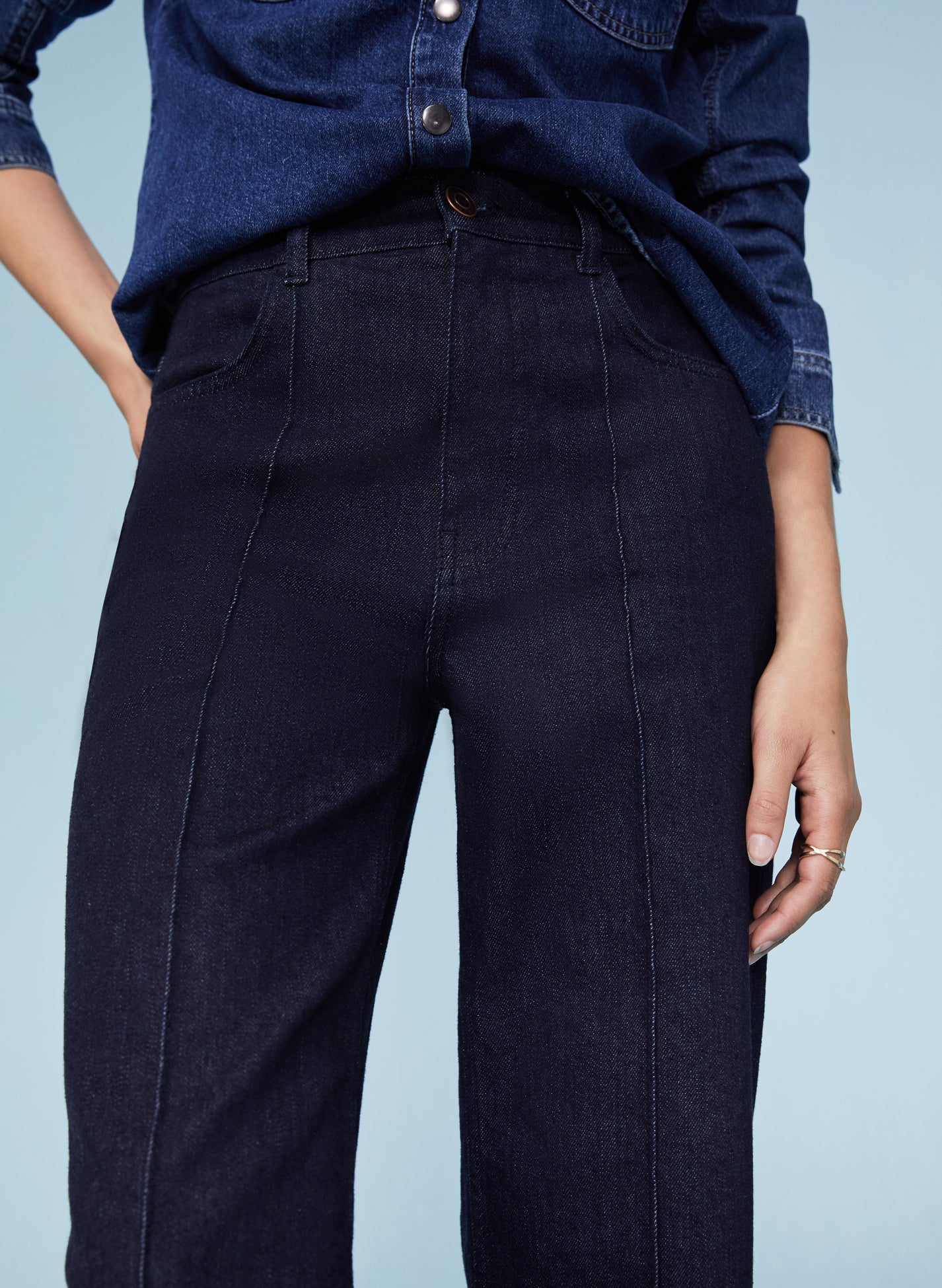 Baukjen Organic Pintuck Wide Jeans