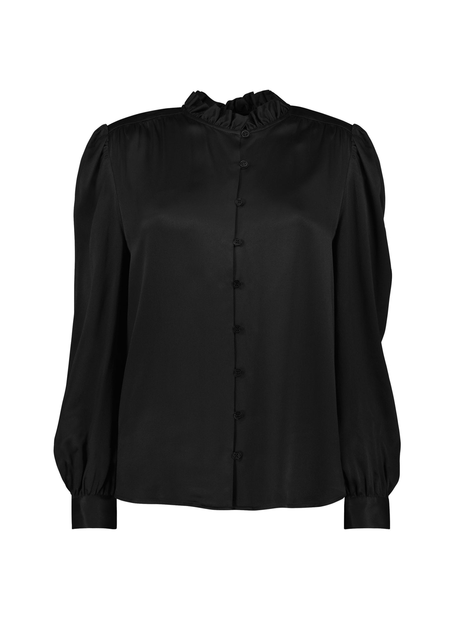 Evelyn Satin Frill Neck Blouse