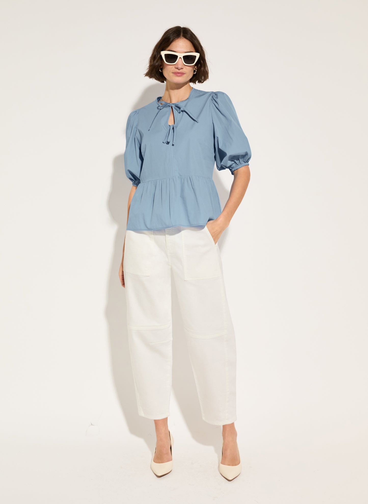 Azura Organic Cotton Tie Detail Blouse