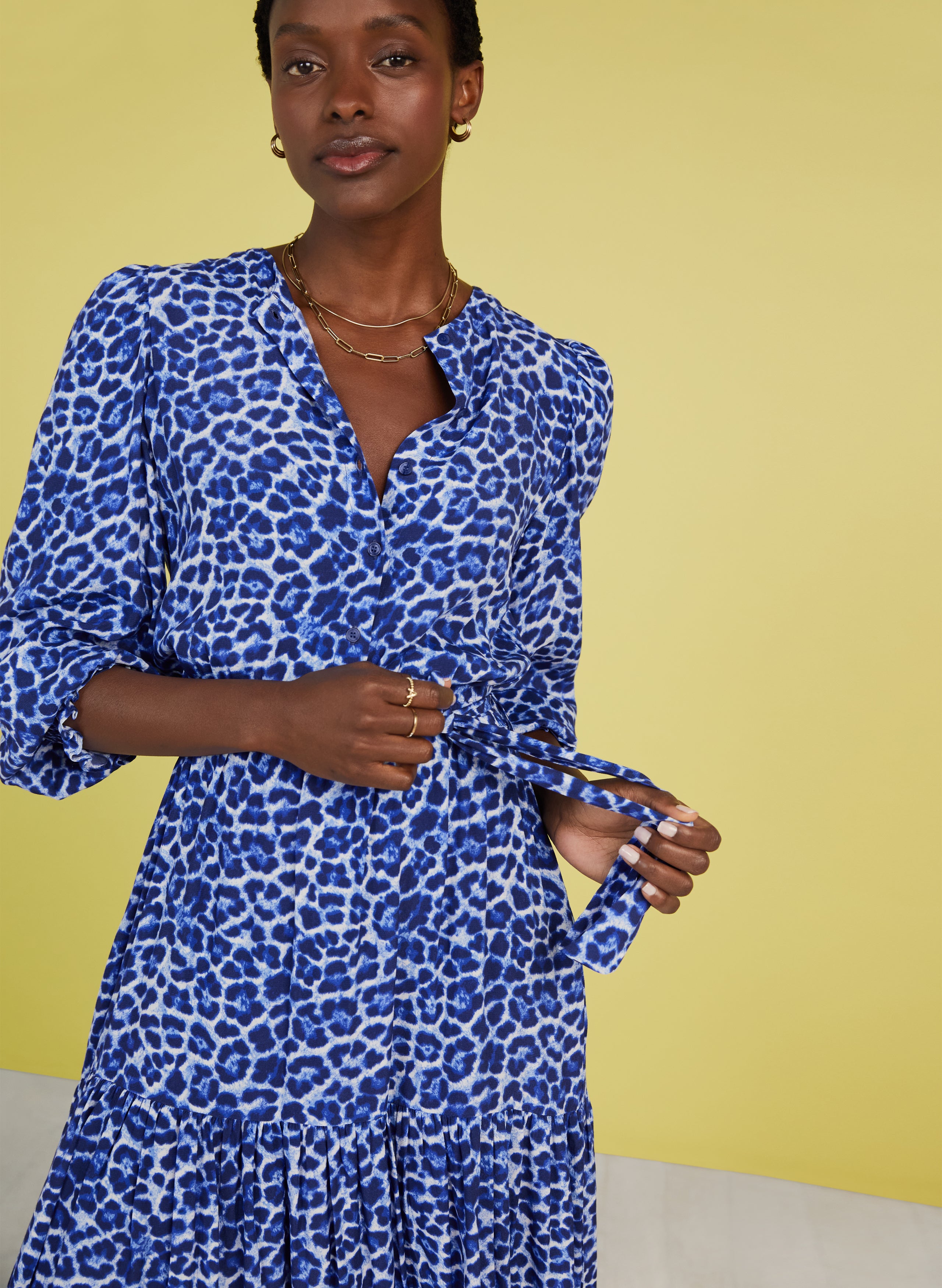 Yellow and blue leopard best sale print dress