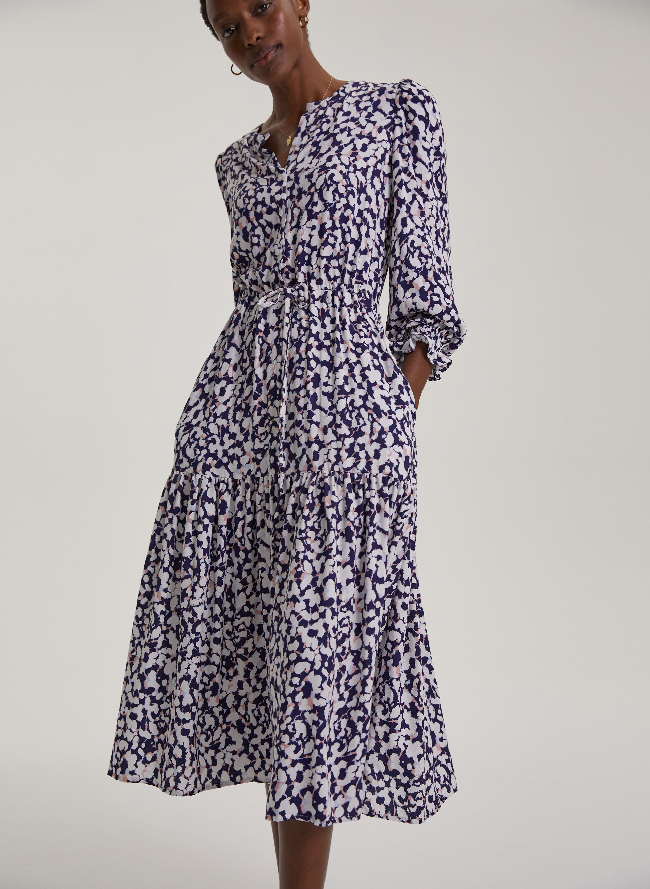 Aabriella Dress with LENZING™ ECOVERO™ - Midnight Blue Petal Leopard ...