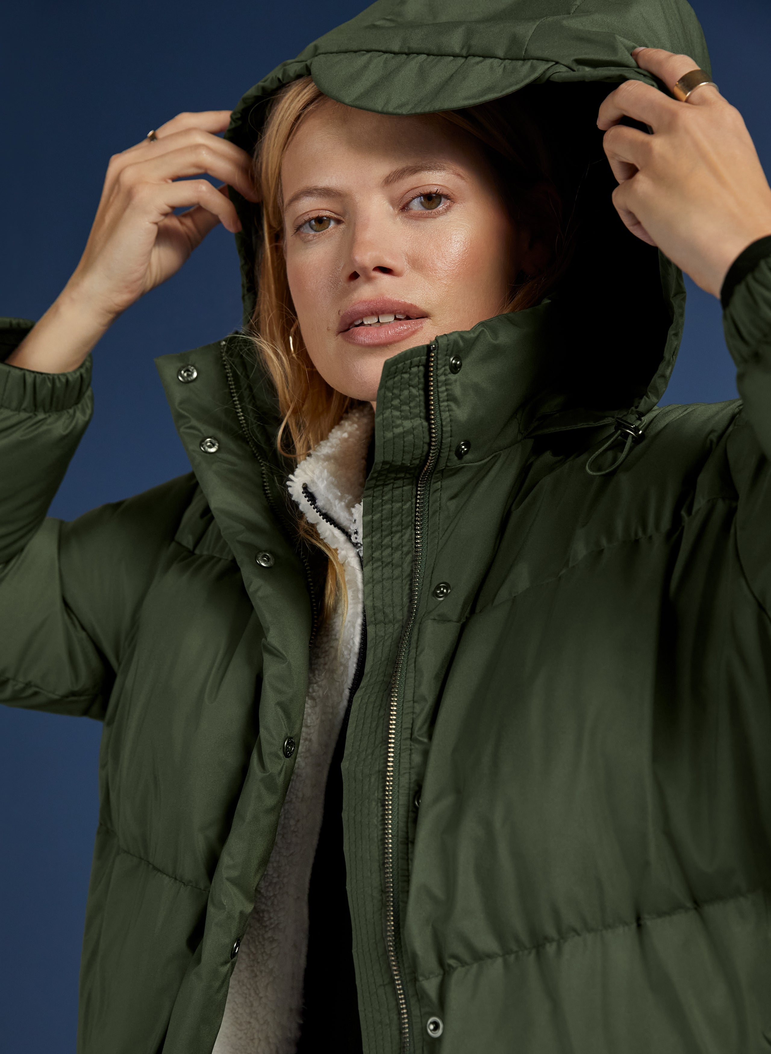 Green shop down coat