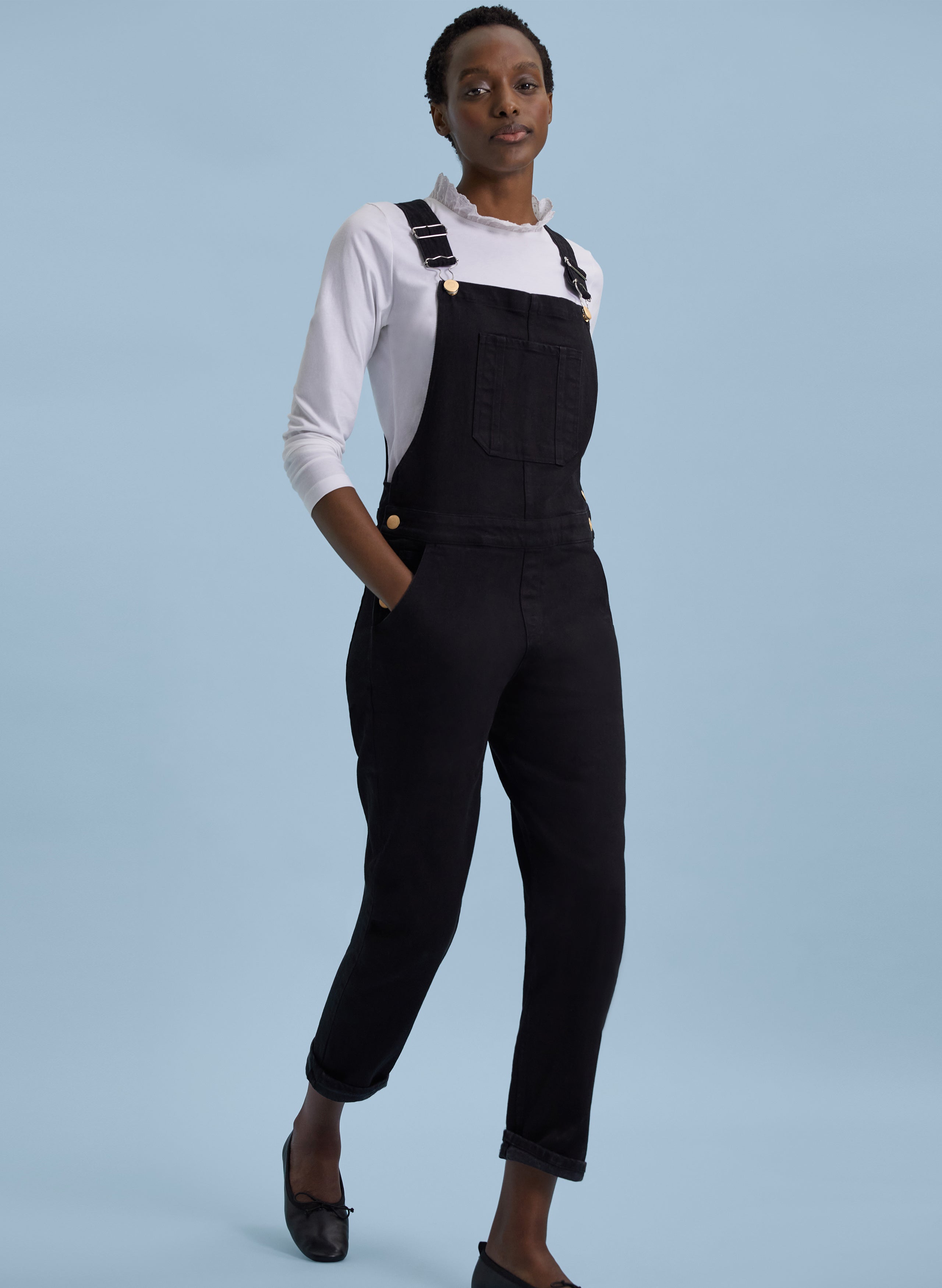 Black dungarees hot sale