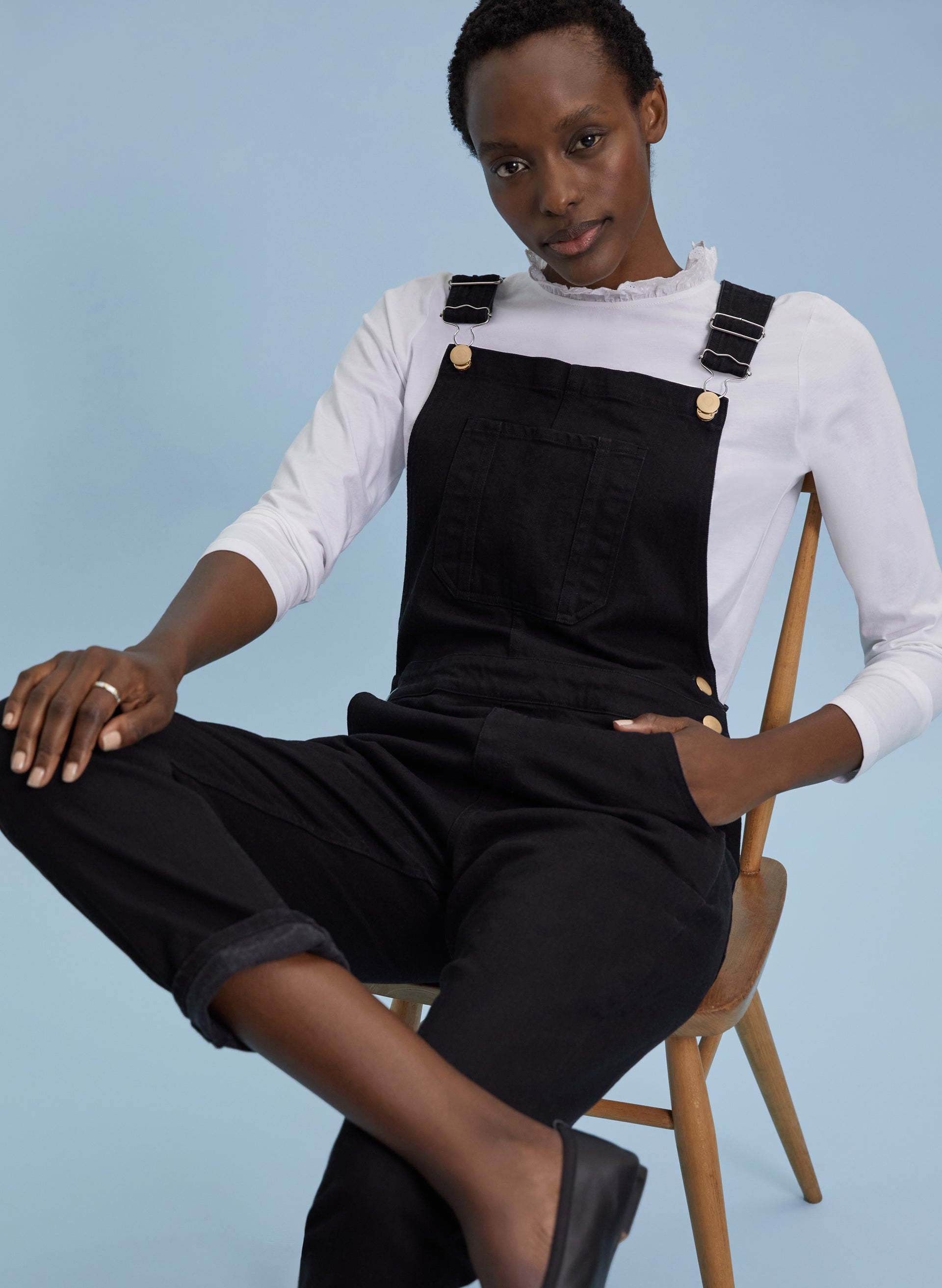 Women's Organic Cotton Vintage Hot Short Dungarees in Bowery Vintage Bleach