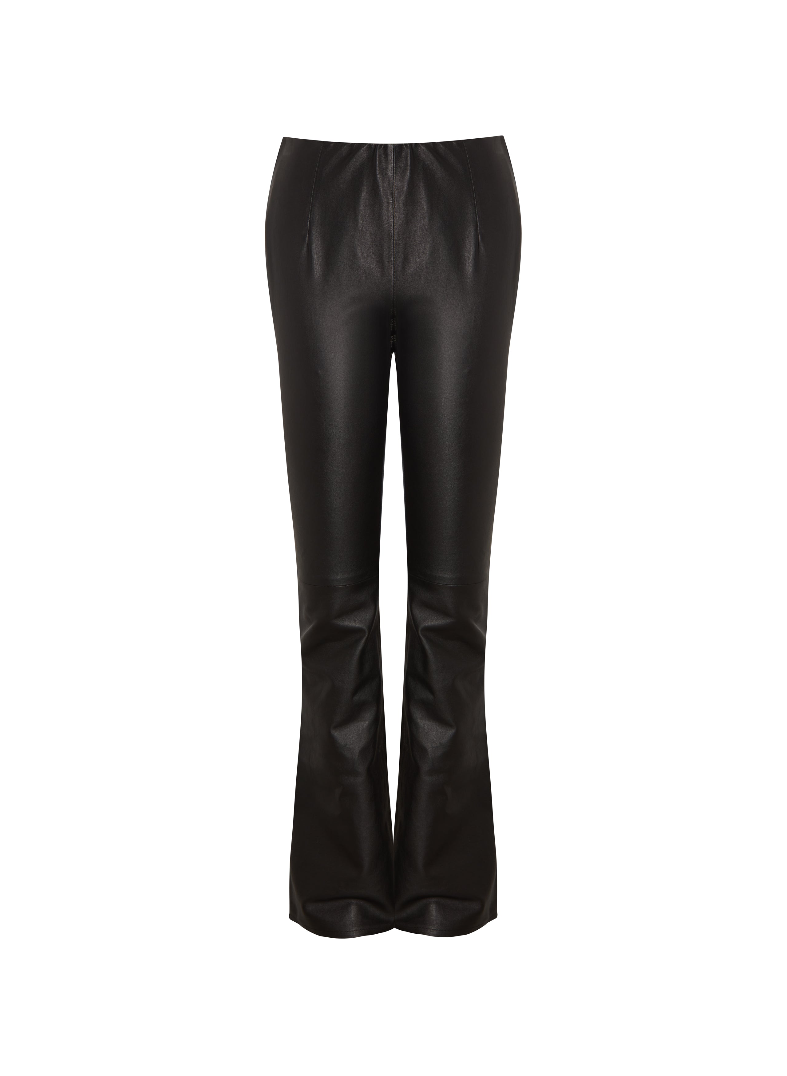 Vila leather look high waisted flared trousers in navy | ASOS